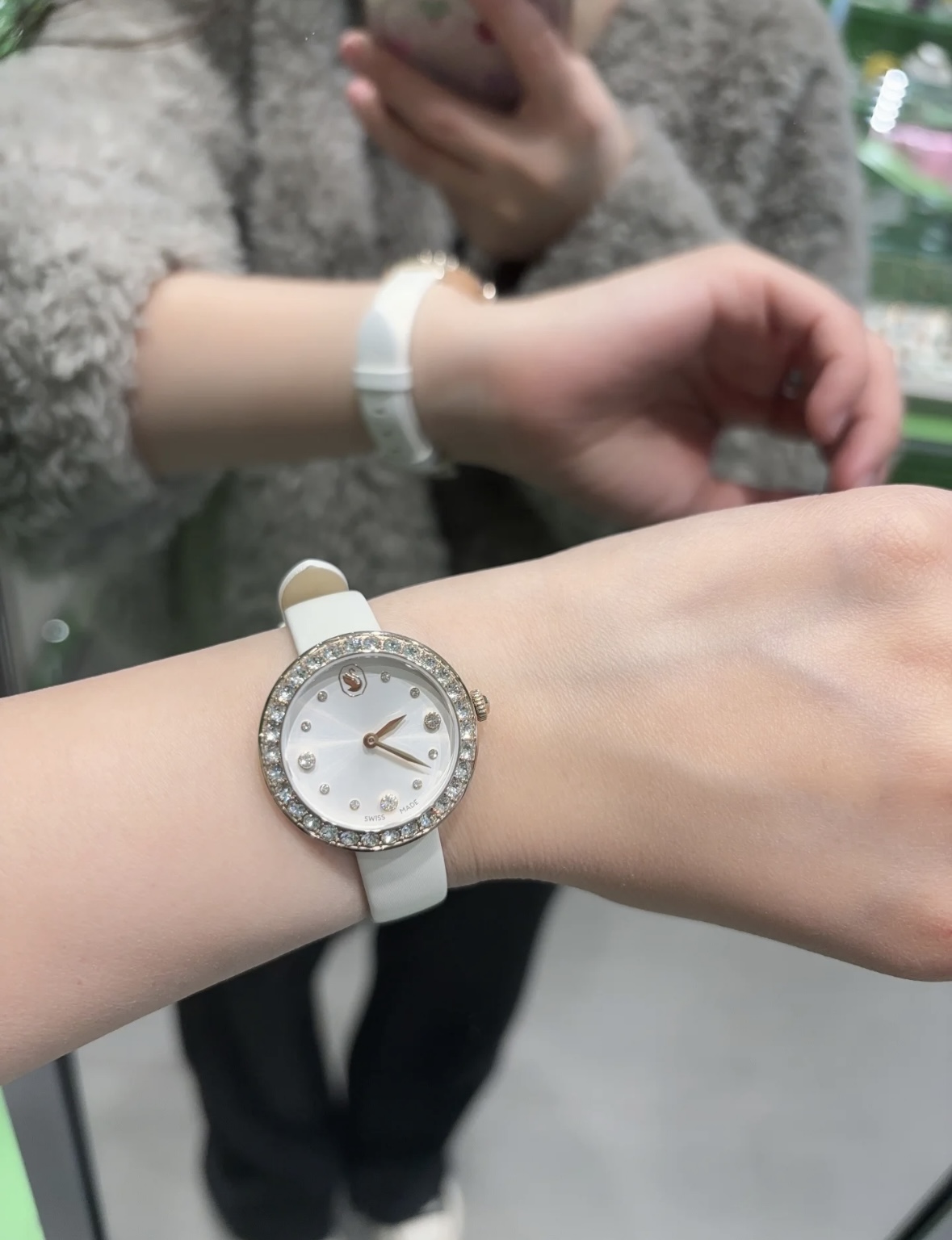 Swarovski Matrix Tennis Watch, Black Leather Strap, Stainless Steel Case 10 i1756969647171 3019 0 8