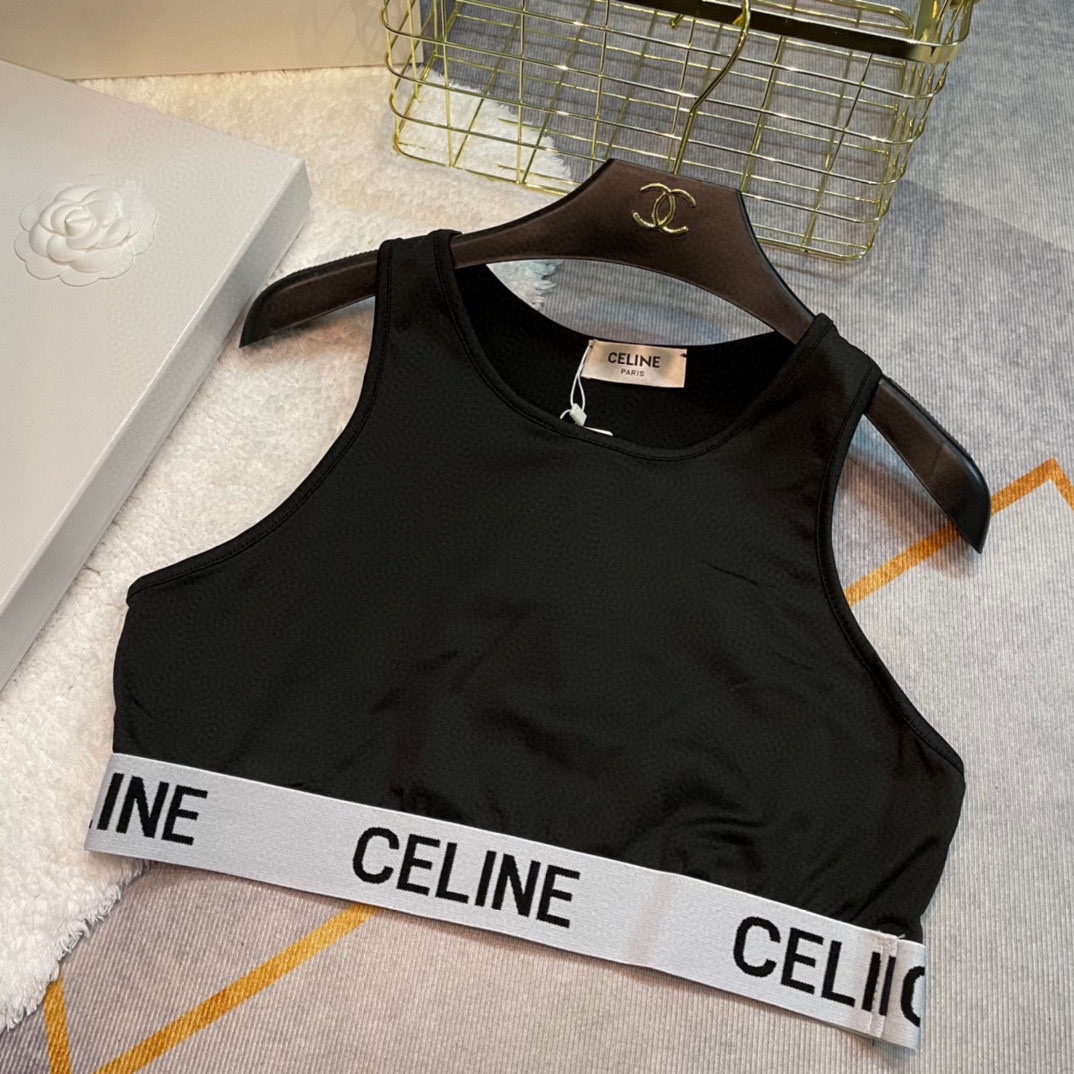 Celine新款高弹力健身短款瑜伽服运动套装小背心无胸垫修身提臀显瘦短裤SML