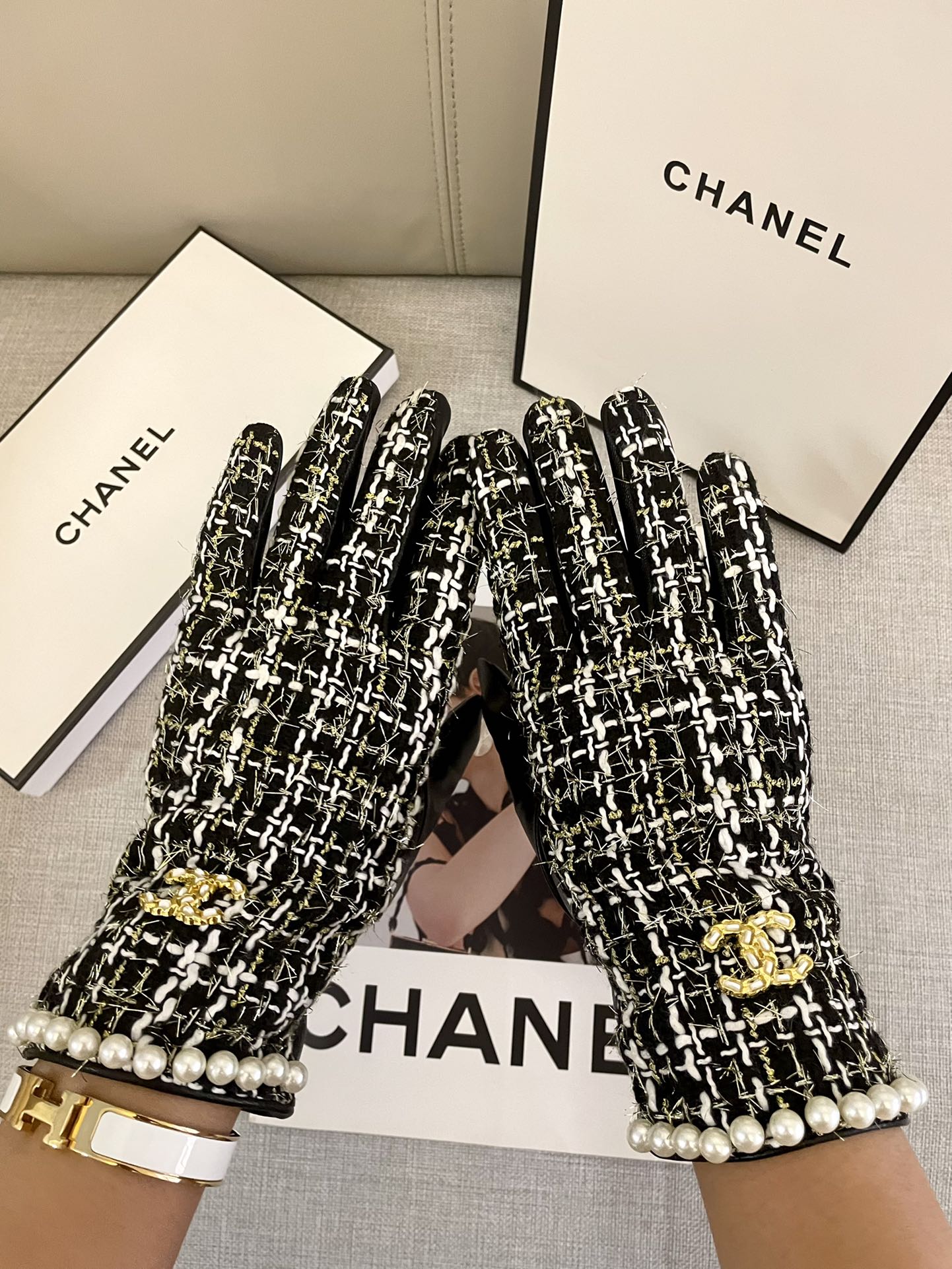 香奈儿Chanel️欧洲新款顶级原单女士高档半指手套香奈儿御用毛呢手套顶级做工任何细节都不放过正品开版代