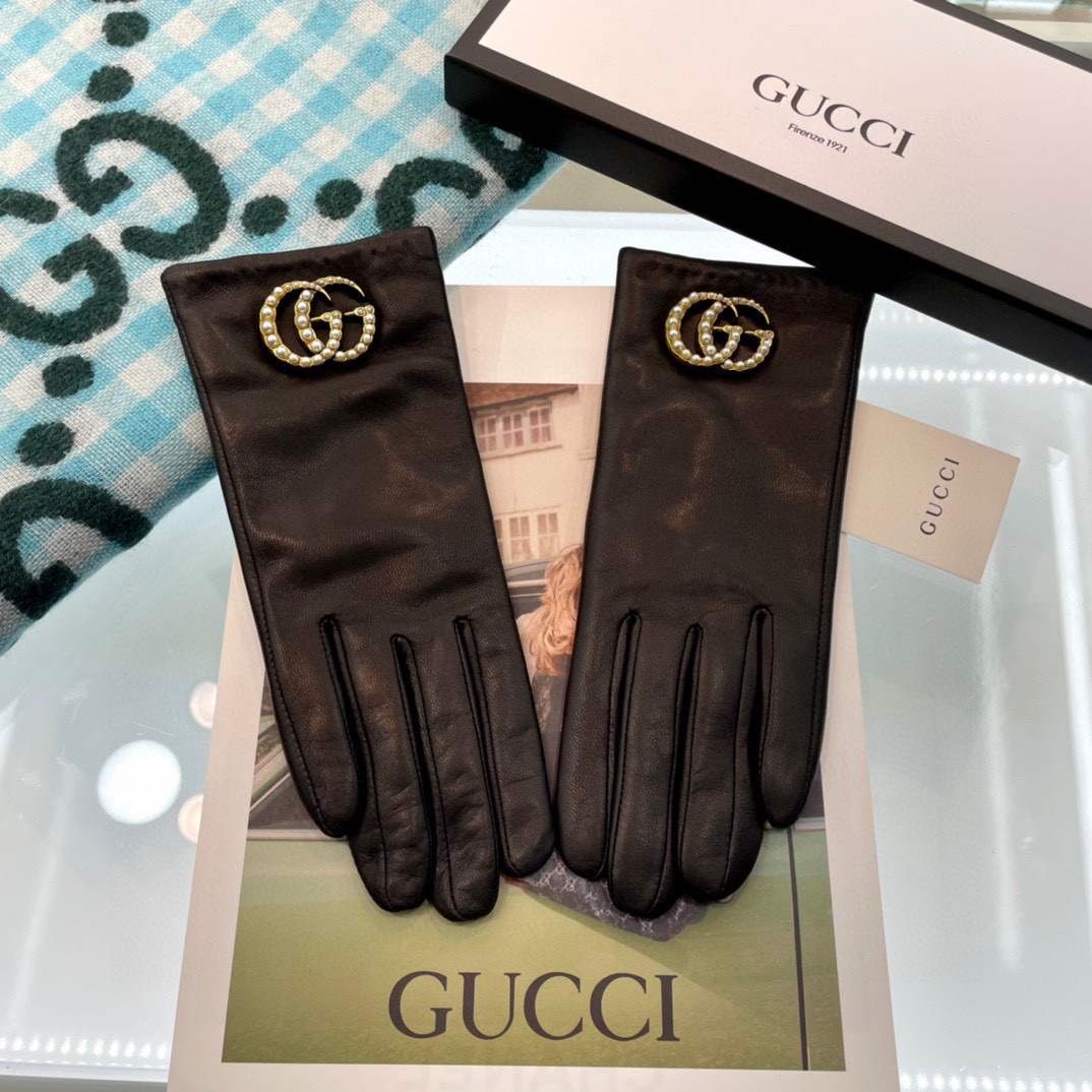 ️Gucci️爆款到顶级原单官网同步女士新款高档羊皮手套百分百选用进口小羊皮内里绒里保暖舒适更佳皮质光泽