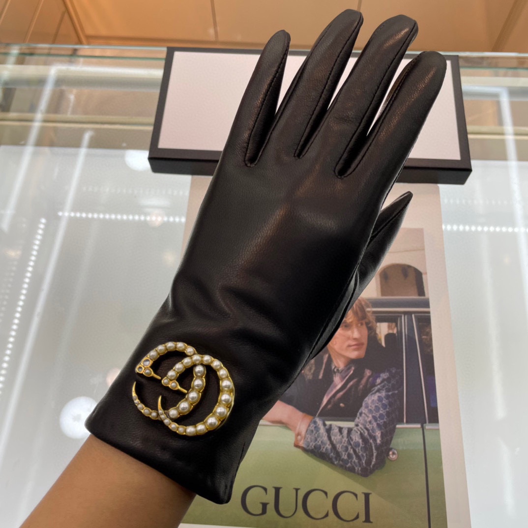 ️Gucci️爆款到顶级原单官网同步女士新款高档羊皮手套百分百选用进口小羊皮内里绒里保暖舒适更佳皮质光泽