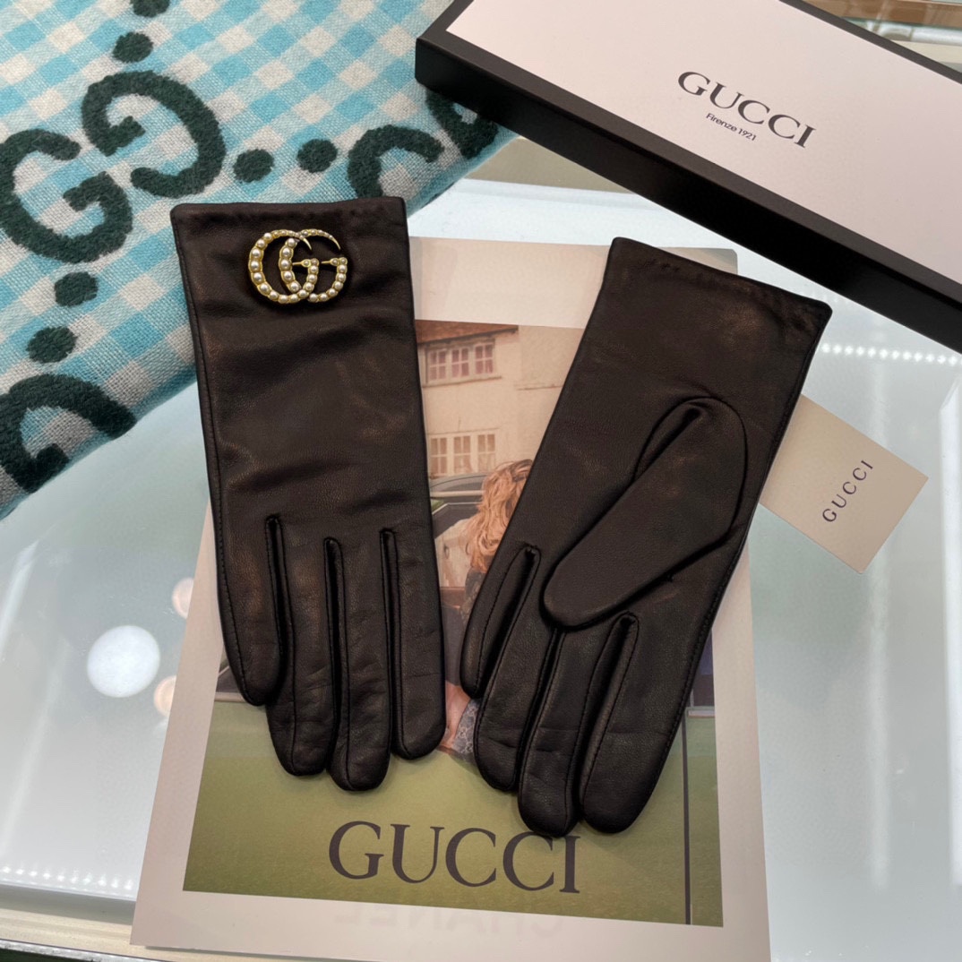 ️Gucci️爆款到顶级原单官网同步女士新款高档羊皮手套百分百选用进口小羊皮内里绒里保暖舒适更佳皮质光泽