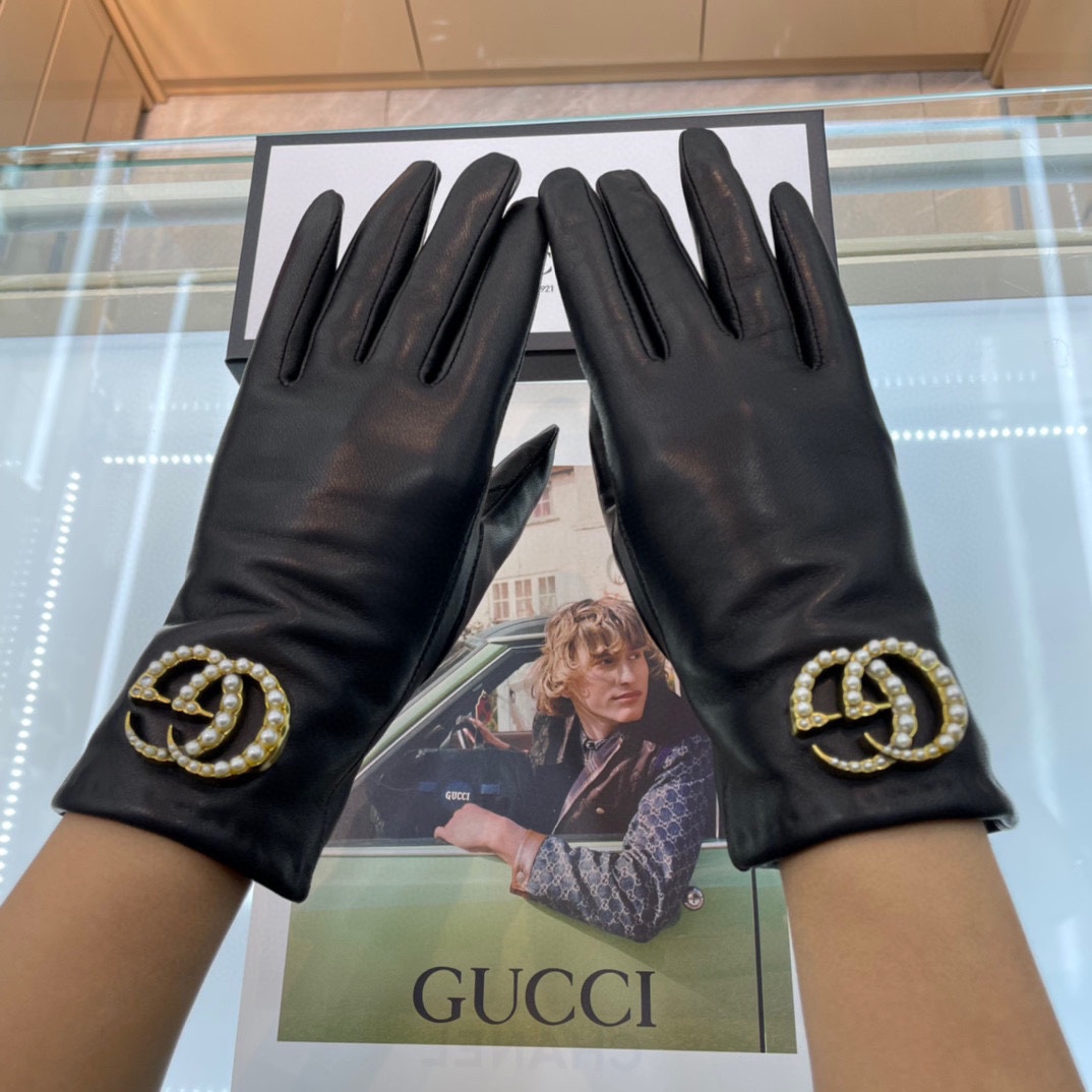 ️Gucci️爆款到顶级原单官网同步女士新款高档羊皮手套百分百选用进口小羊皮内里绒里保暖舒适更佳皮质光泽