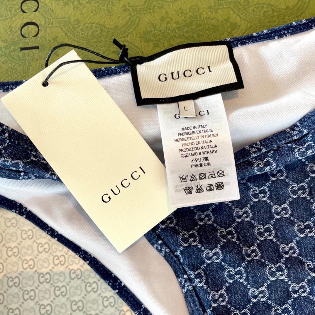  Gucci新款蓝色比基尼带胸垫）😍🥰适合多种场景的游泳衣🏊‍♀️海边 游泳池 温泉 水上乐园 漂流都可
