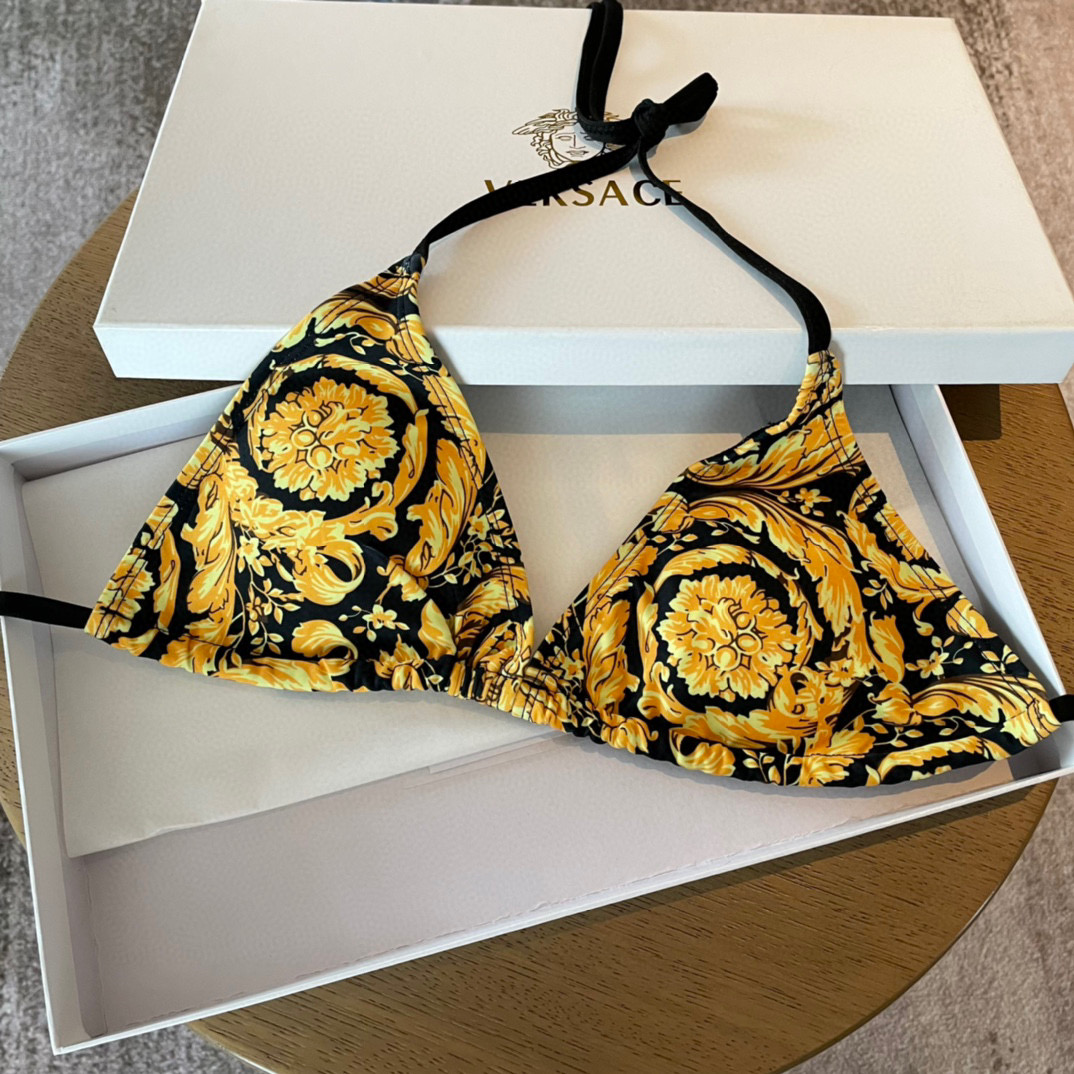  范思哲新款👙比基尼分体泳衣套装 印花吊带内衣+三角内裤 S M L Xl