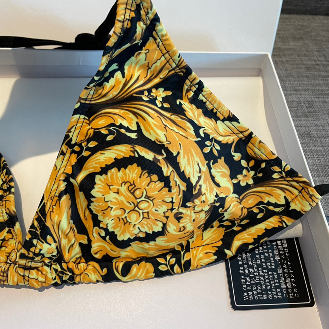  范思哲新款👙比基尼分体泳衣套装 印花吊带内衣+三角内裤 S M L Xl