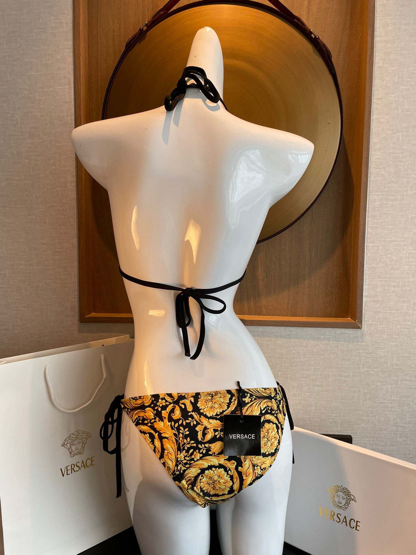 范思哲新款👙比基尼分体泳衣套装 印花吊带内衣+三角内裤 S M L Xl