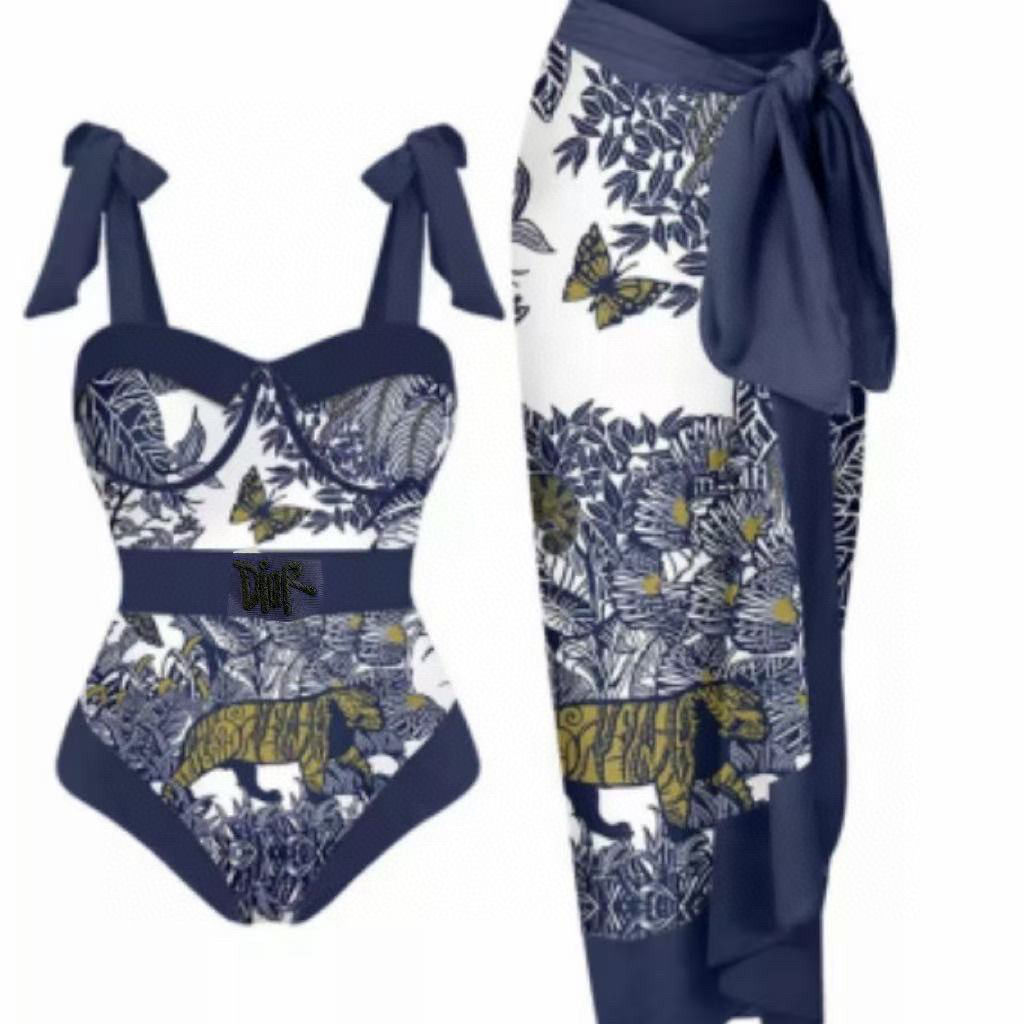  Dior两件套 泳衣➕纱裙 新款动画丛林泳衣😍🥰适合多种场景的游泳衣🏊‍♀️海边 游泳池 温泉 水上乐