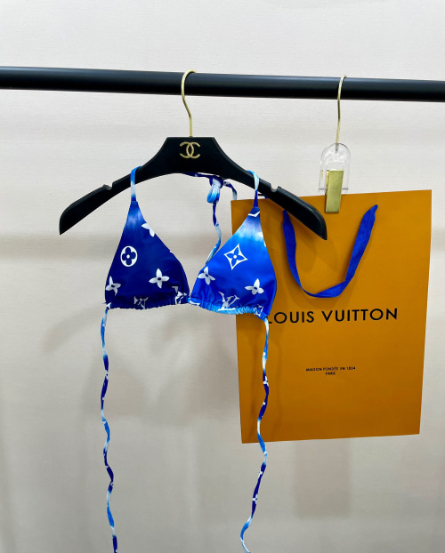 Louis Vuitton Inspired Blue Bikini Set - Perfect for Beach & Pool