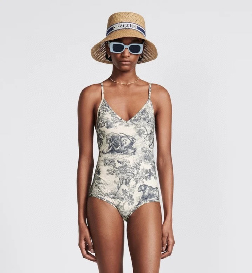 Dior Animal Print Swimsuit - One-Piece, High-Waisted, Open Back, Flattering