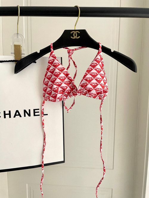 Chanel Bikini Set: Red & White Swimsuit, Perfect for Beach & Pool Days 1 Chanel Bikini Set: Red & White Swimsuit, Perfect for Beach & Pool Days