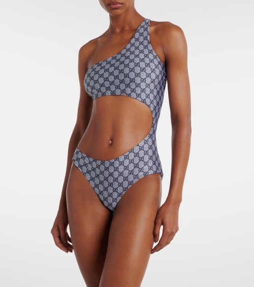 Gucci Women's One-Shoulder Cutout One-Piece Swimsuit - Designer Style 1 Gucci Women's One-Shoulder Cutout One-Piece Swimsuit - Designer Style