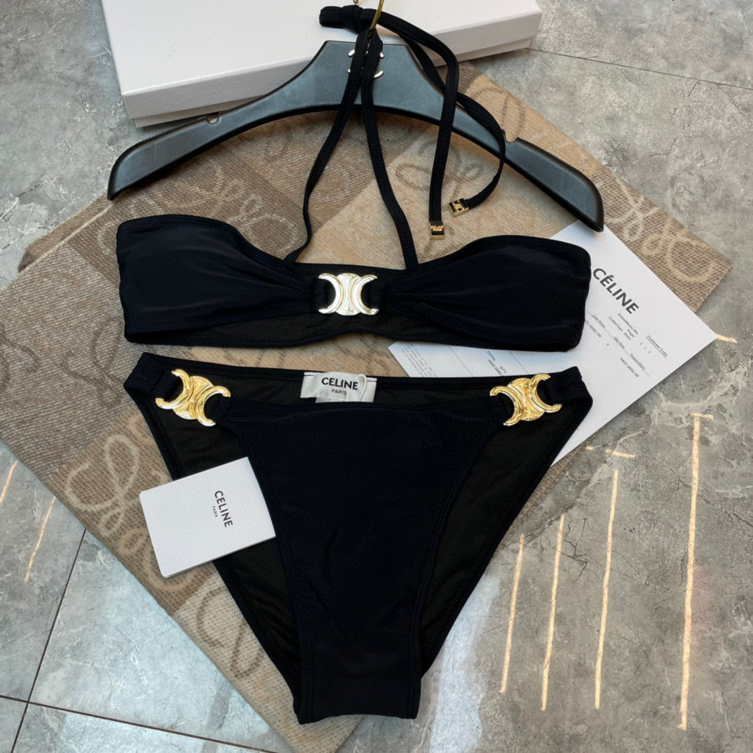  Celine专柜新款气质款 老花系列比基尼 挂脖 气质高雅 😍🥰适合多种场景的游泳衣🏊‍♀️海边 游泳