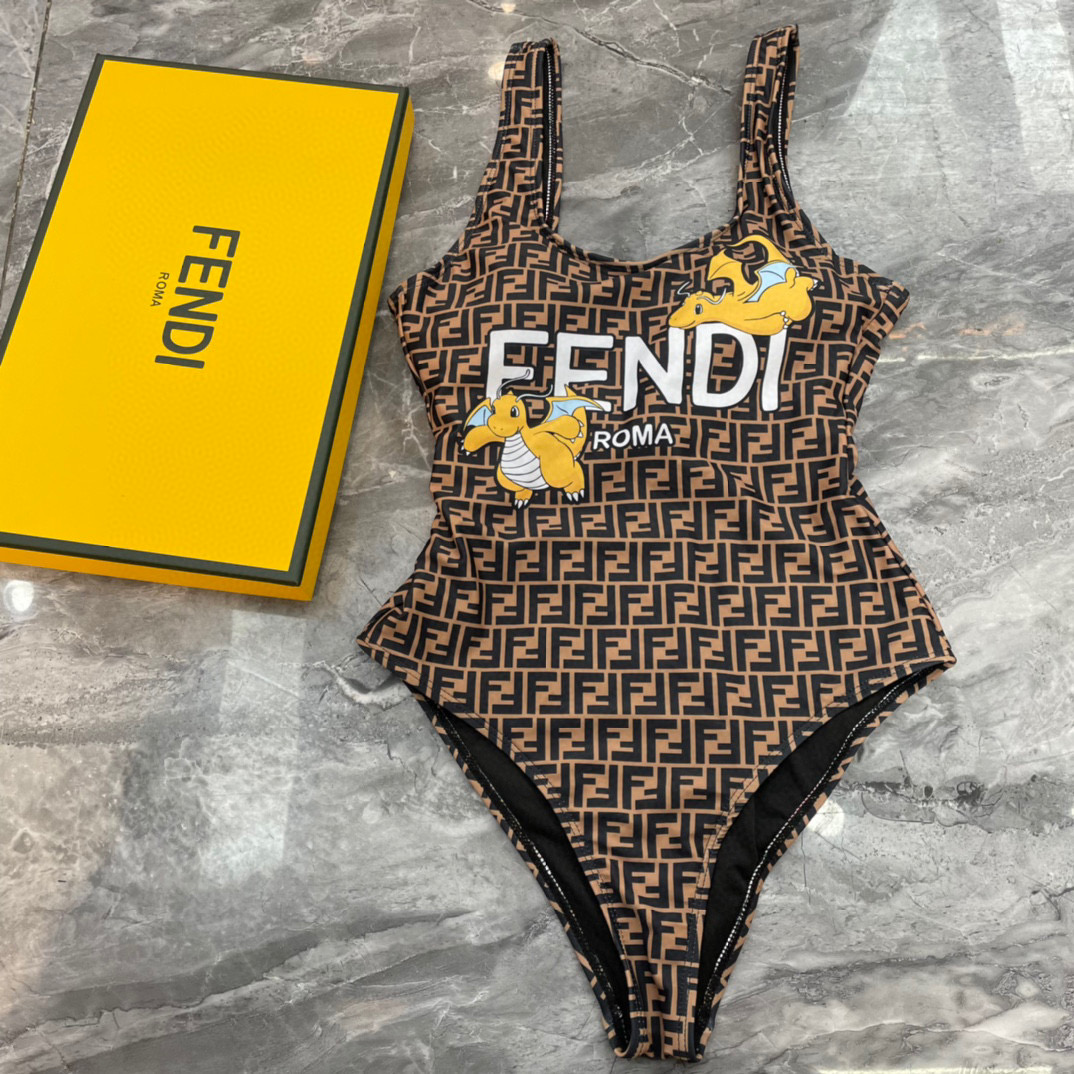  Fendi新款露背连体泳衣 黑色简单大气 适合多种场景的游泳衣🏊‍♀️海边 游泳池 温泉 水上乐园 漂