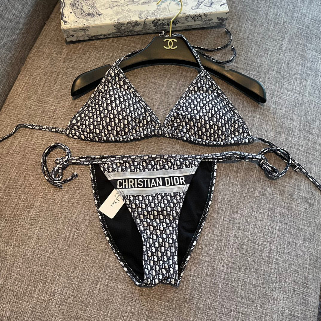  Dior新款字母比基尼👙 印花吊带内衣+三角内裤 S M LXl