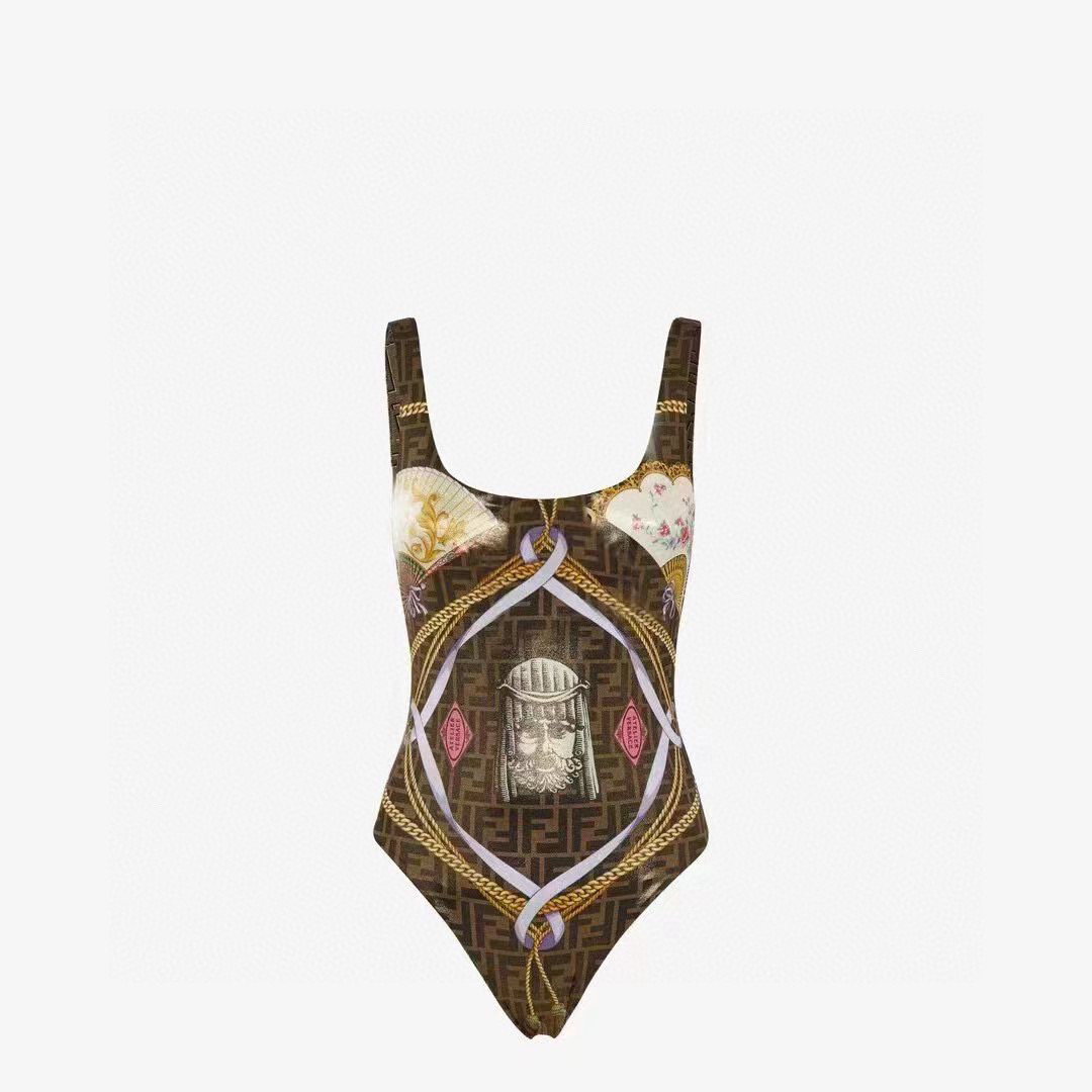 NO:377567,Fendi versac* joint branded f letter chain printed suspender one-piece swimsuit, double-sided SML Xl swimsuit swimsuit bikini, swimsuit, swimming trunks, bikinis, fendi, versace, swimsuits, bikinis19860909芬迪 versac*联名款 f字母链条印花吊带连体泳衣,双面穿SML Xl泳衣泳裤比基尼,泳衣，泳裤，比基尼,fendi,versace,swimsuits,bikinis,accessory
