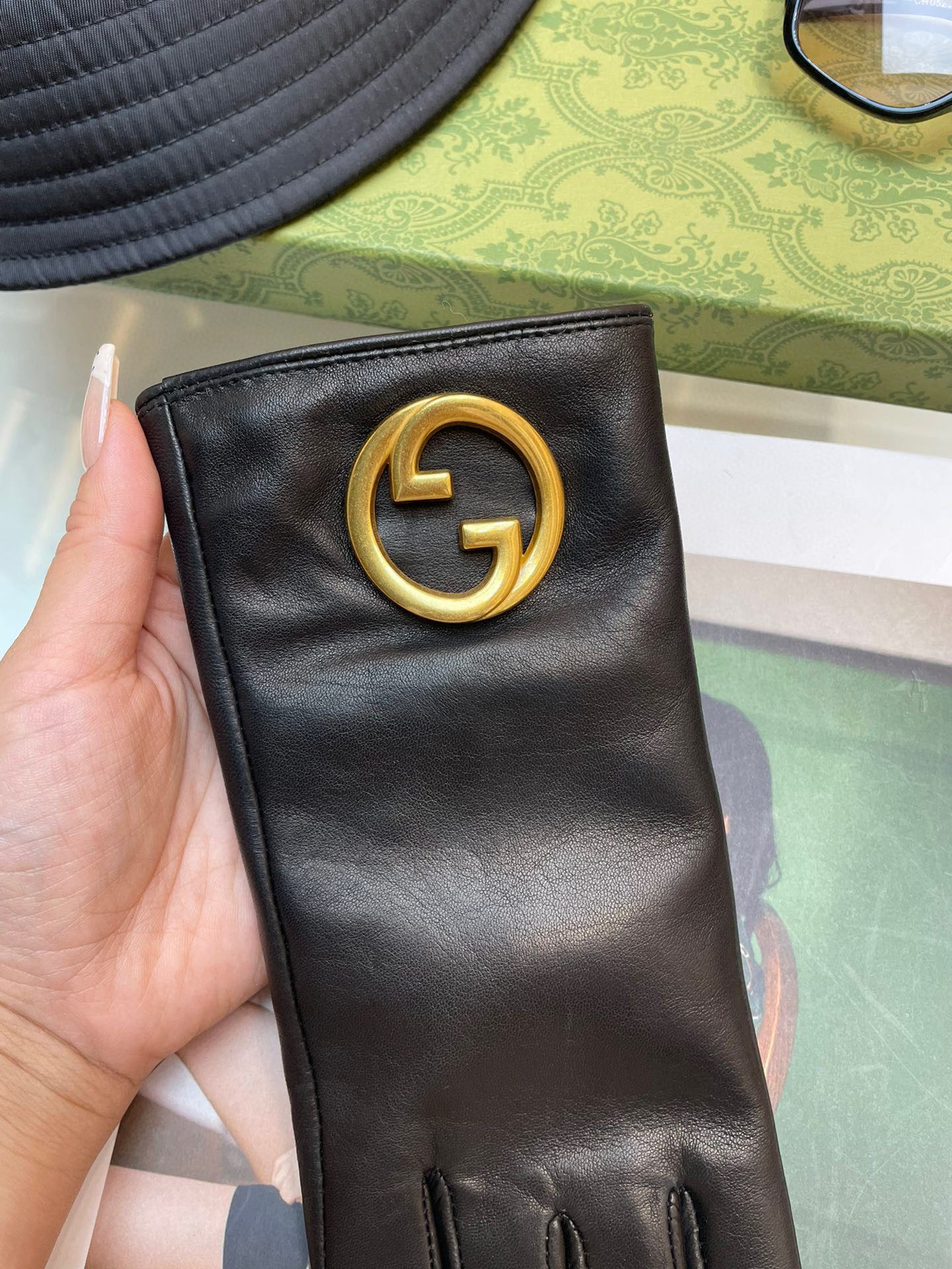  爆款到 Gucci🔥【顶级原单】官网同步女士新款高档羊皮手套🎉🔒🔒百分百选用进口小羊皮 内里羊绒 保暖