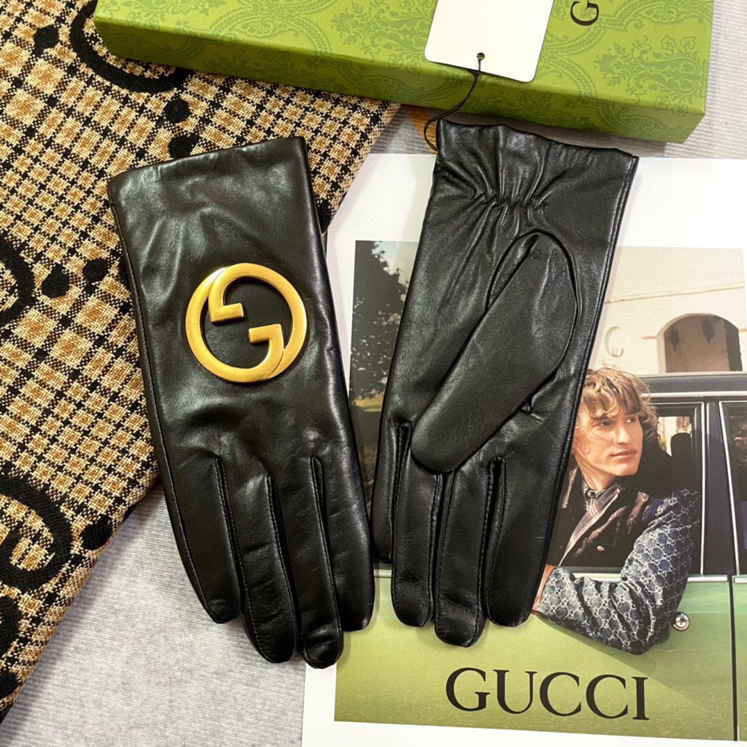 Gucci秋冬新款 大Logo装饰 奢华尽显。【顶级原单】官网同步女士新款高档羊皮手套🎉🔒🔒百分百选用进