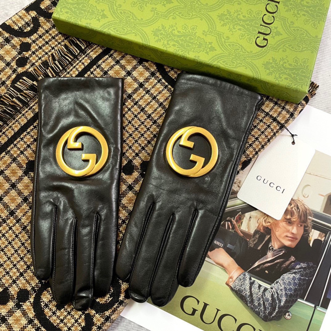 Gucci秋冬新款 大Logo装饰 奢华尽显。【顶级原单】官网同步女士新款高档羊皮手套🎉🔒🔒百分百选用进