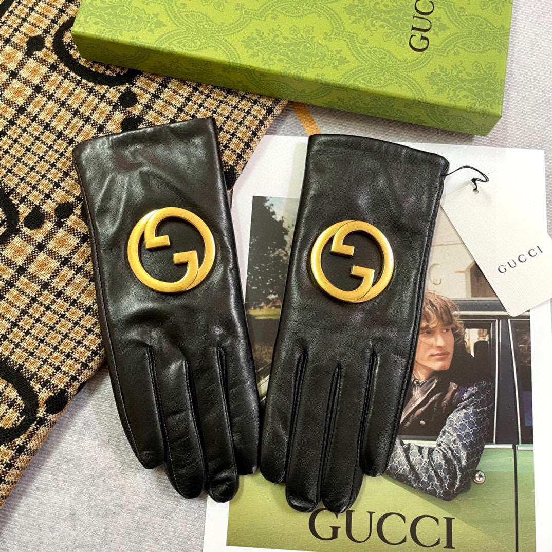 Gucci秋冬新款 大Logo装饰 奢华尽显。【顶级原单】官网同步女士新款高档羊皮手套🎉🔒🔒百分百选用进