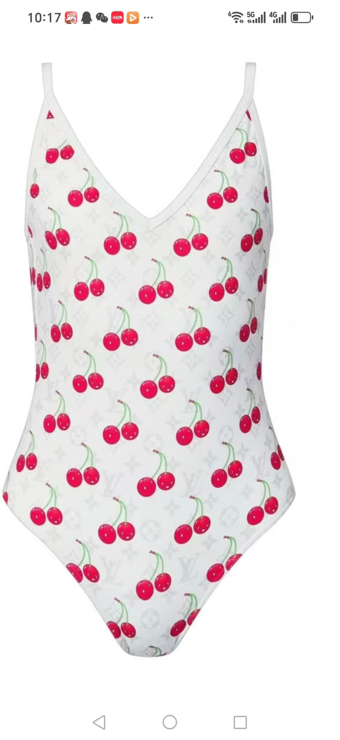 Louis Vuitton Cherry Print Swimsuit One-Piece Sexy Backless Bathing Suit