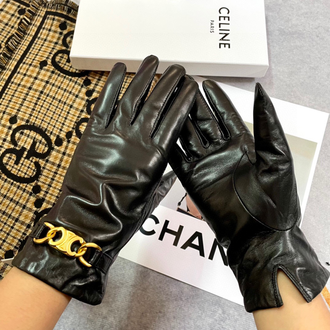 Celine 秋冬新款 。【顶级原单】官网同步女士新款高档羊皮手套🎉🔒🔒百分百选用进口小羊皮 内里羊绒 