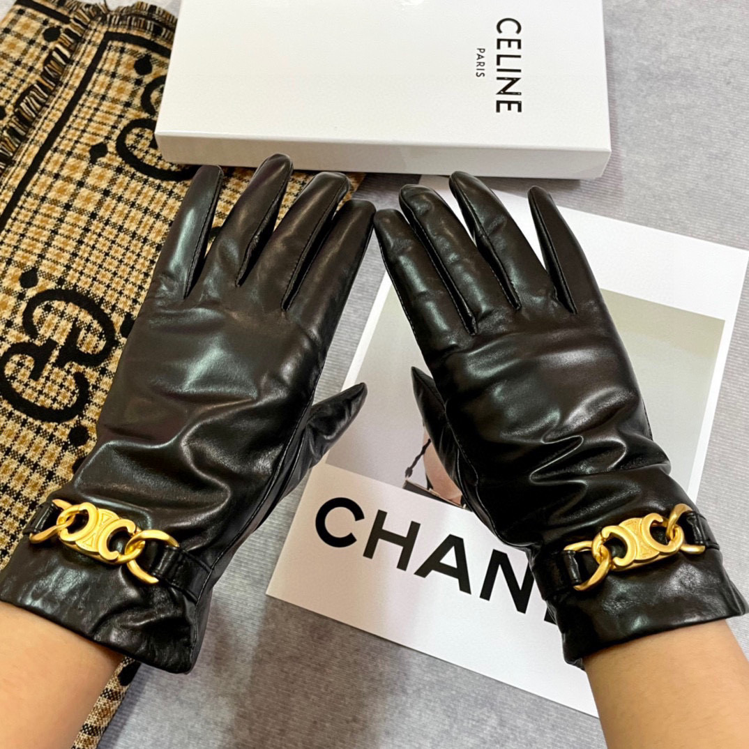 Celine 秋冬新款 。【顶级原单】官网同步女士新款高档羊皮手套🎉🔒🔒百分百选用进口小羊皮 内里羊绒 