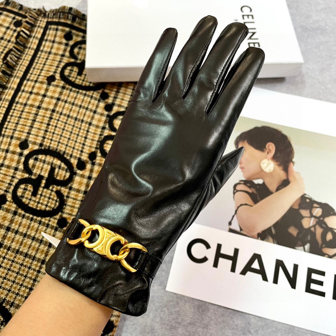 Celine 秋冬新款 。【顶级原单】官网同步女士新款高档羊皮手套🎉🔒🔒百分百选用进口小羊皮 内里羊绒 