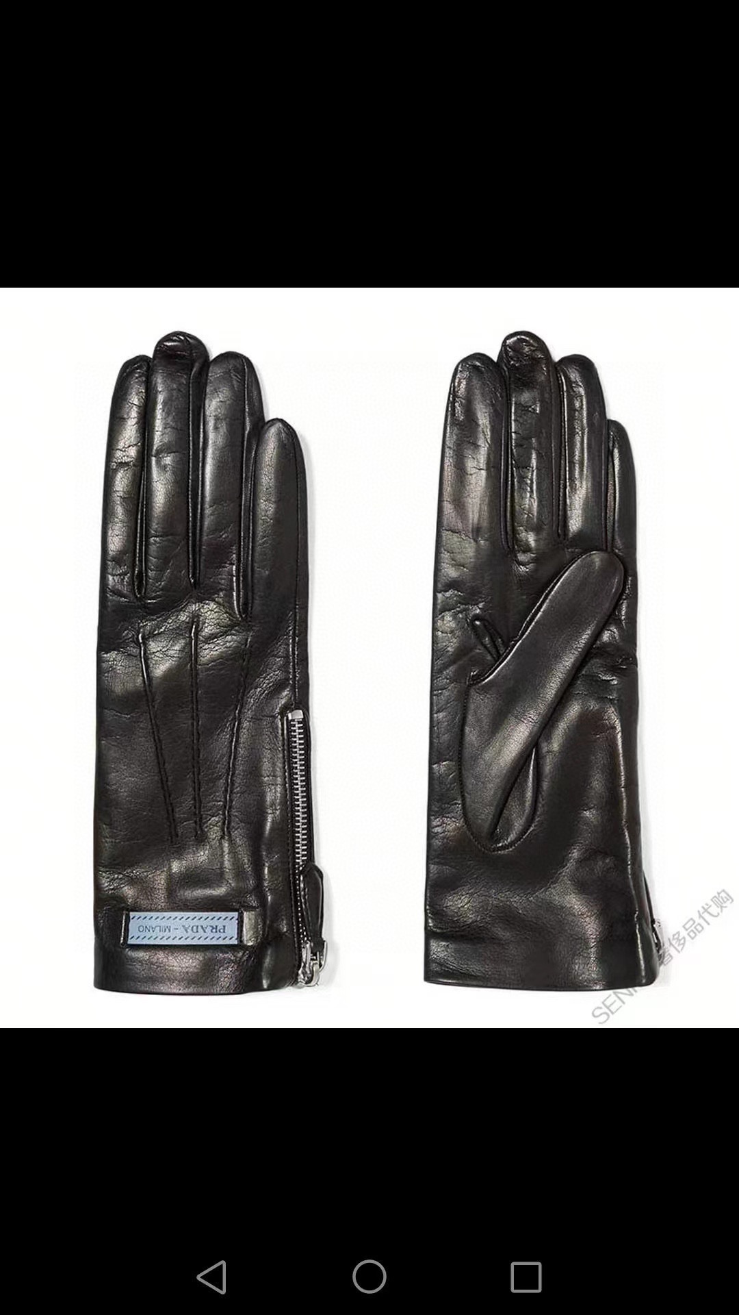 NO:584254,Prada women's new model arrives [Imported leather, top original order] The official website synchronizes the new high-end sheepskin gloves for women, 100% imported lambskin with sheepskin lining. The leather is bright and full, soft and delicate. The feel is first-class. Look for the imported sheepskin with unique feel. Original hardware. Top-notch workmanship. No detail is spared. Genuine version. Purchasing level. Counter one to one. Comes with packaging box. Size L gloves, gloves, prada, sheepskin, gloves.19860909普拉达女士新款到【进口皮 顶级原单】官网同步女士新款高档羊皮手套百分百选用进口小羊皮 内里羊丝里 皮质光泽鲜亮饱满 柔软细腻 手感一流认准进口羊皮特有手感原版五金 顶级做工任何细节都不放过正品开版 代购级别 专柜一比一 配包装盒 码数L手套,手套,prada,sheepskin,gloves,accessory