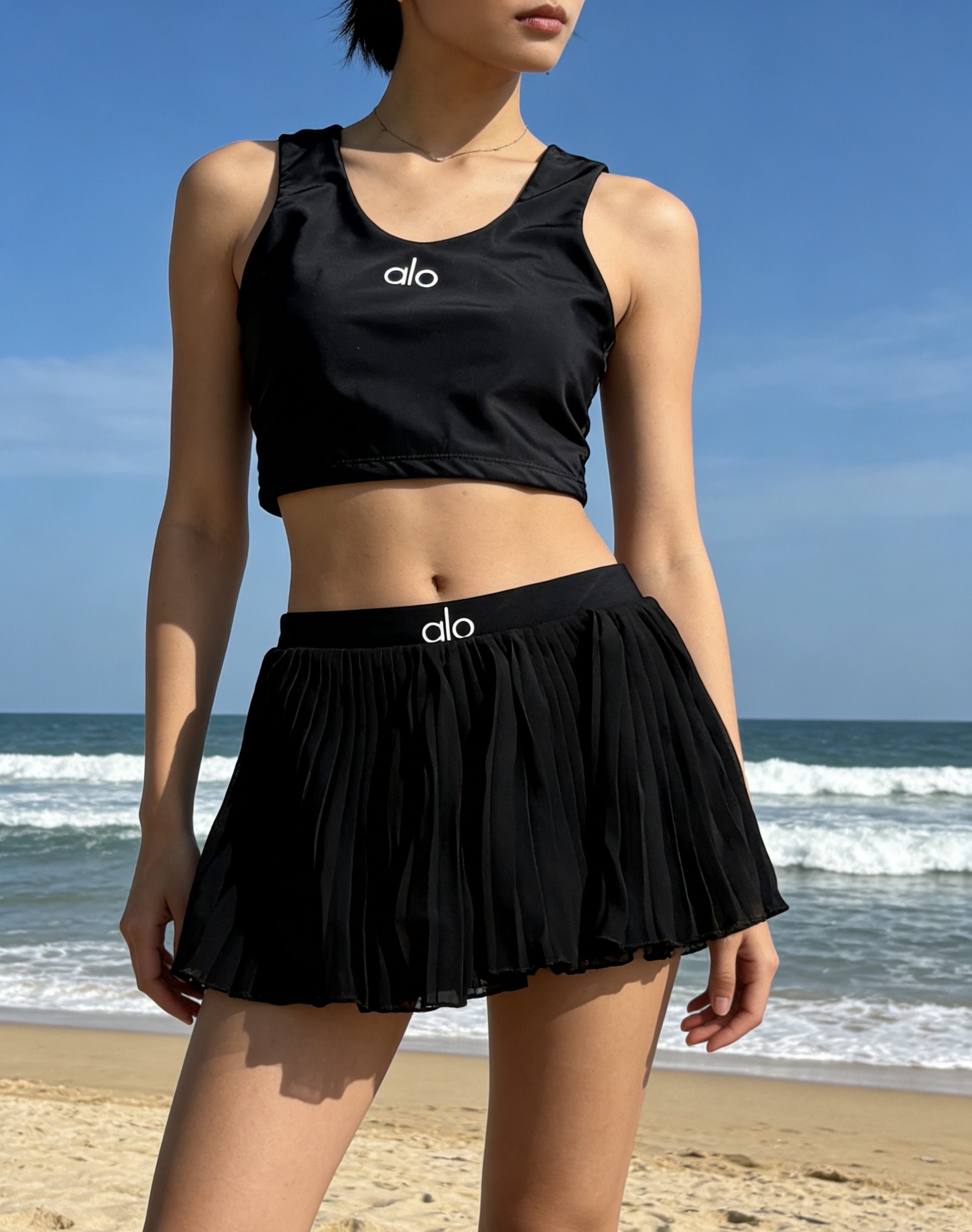 ALO新款高弹力健身短款瑜伽服运动套装~小背心➕修身提臀显瘦短裤裙S M L Xl