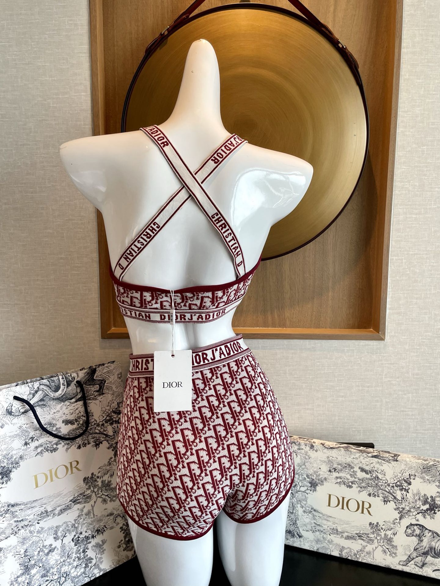 迪奥针织比基尼套装分体泳衣 FF字母印花抹胸内衣+平角打底裤，码数：均码（适合80-125斤）