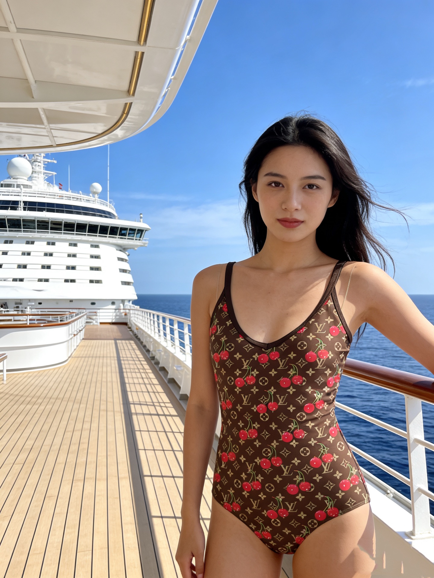 Lv新款连体泳衣 😍🥰适合多种场景的游泳衣🏊‍♀️海边 游泳池 温泉 水上乐园 漂流都可以😌面料：透气舒