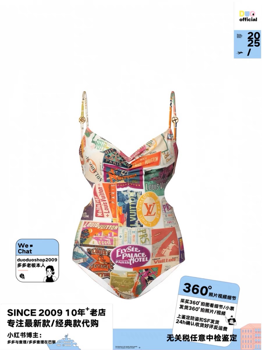 Lv新款连体泳衣 😍🥰适合多种场景的游泳衣🏊‍♀️海边 游泳池 温泉 水上乐园 漂流都可以😌面料：透气舒