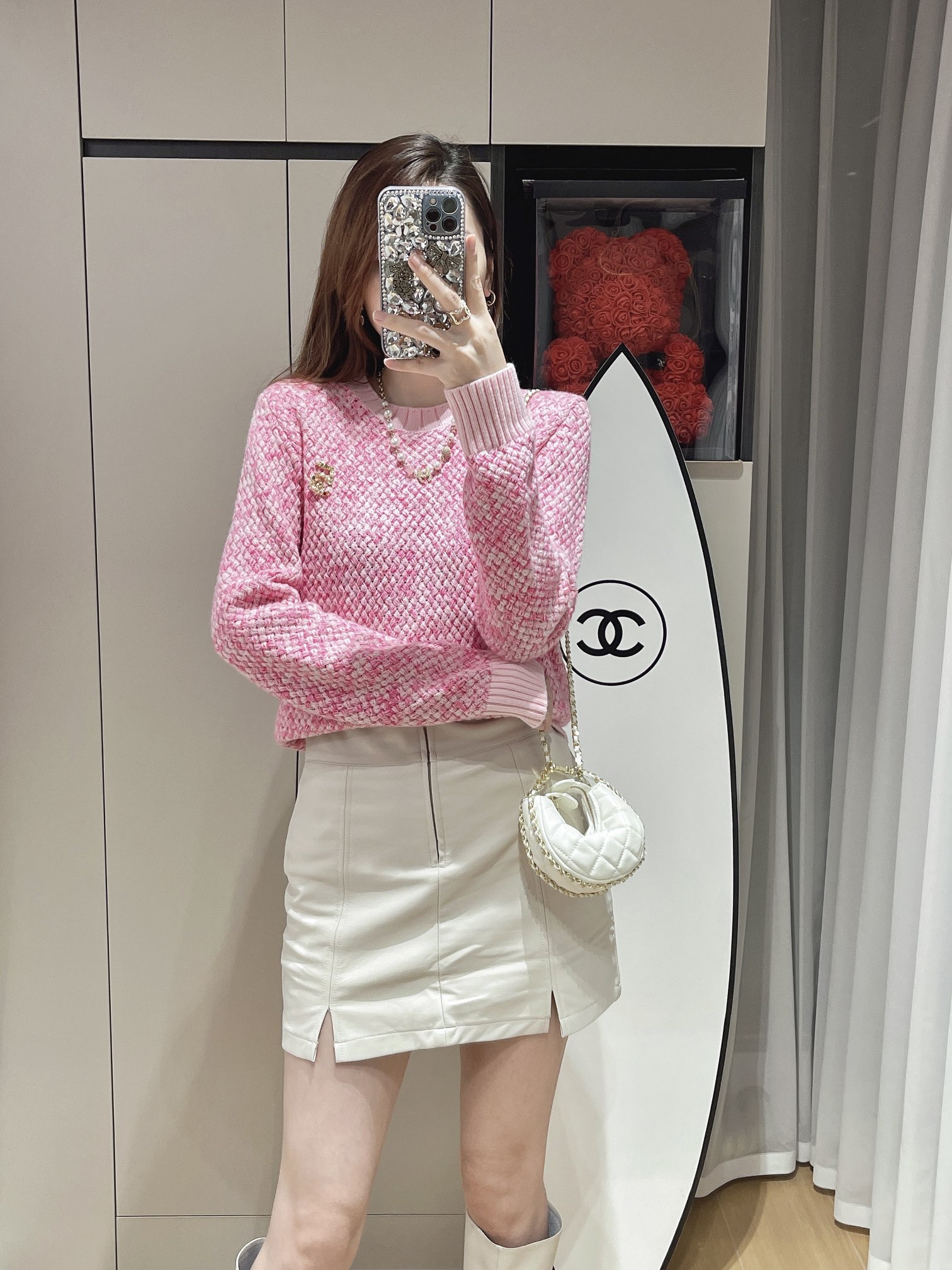 Chanel Clothing Cardigans Knit Sweater Pink Knitting Wool Fall/Winter Collection
