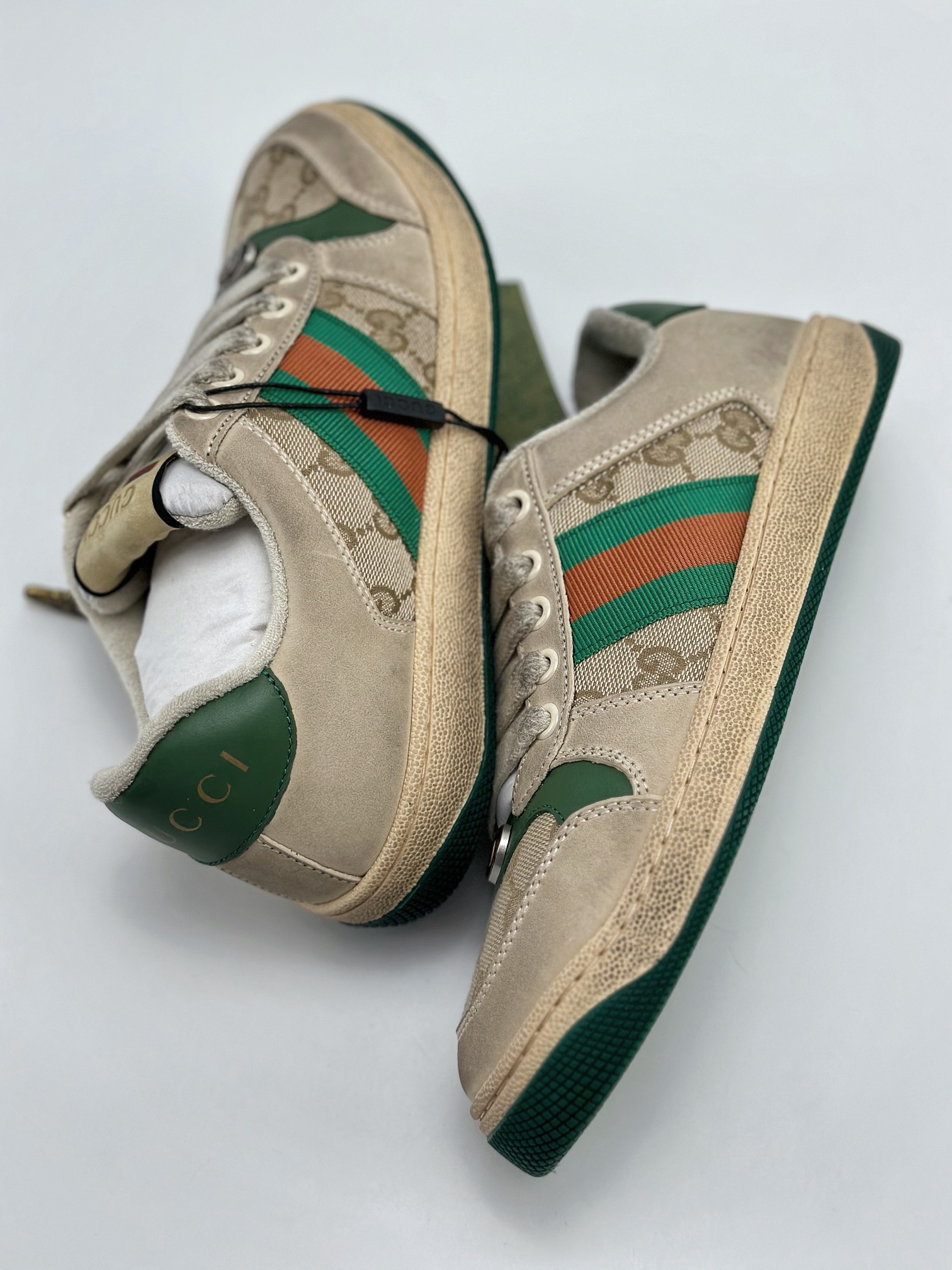 480 新货Gucci Distressed Screener sneaker古驰小脏鞋系列