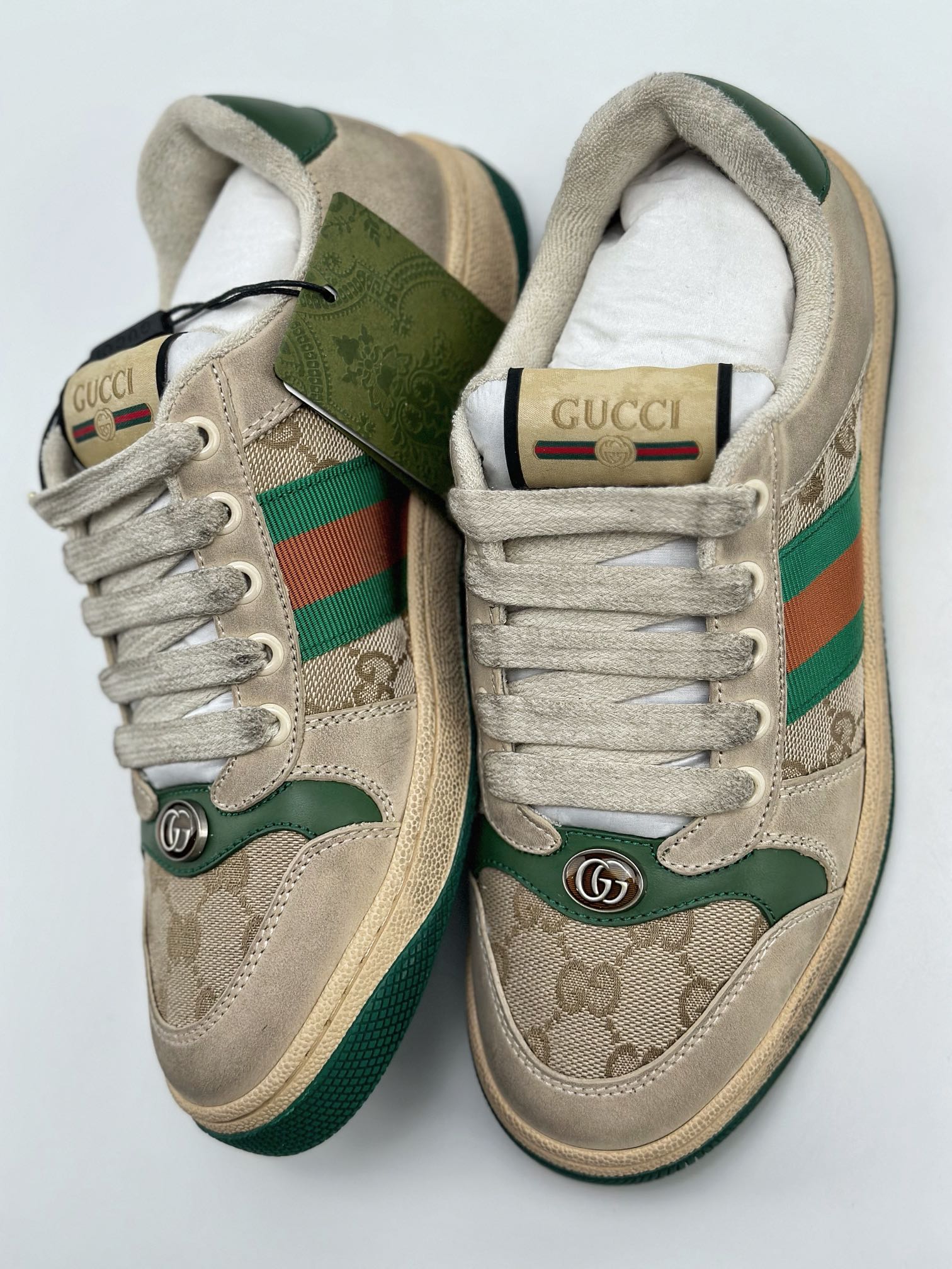 New arrival Gucci Distressed Screener sneaker Gucci dirty shoes series