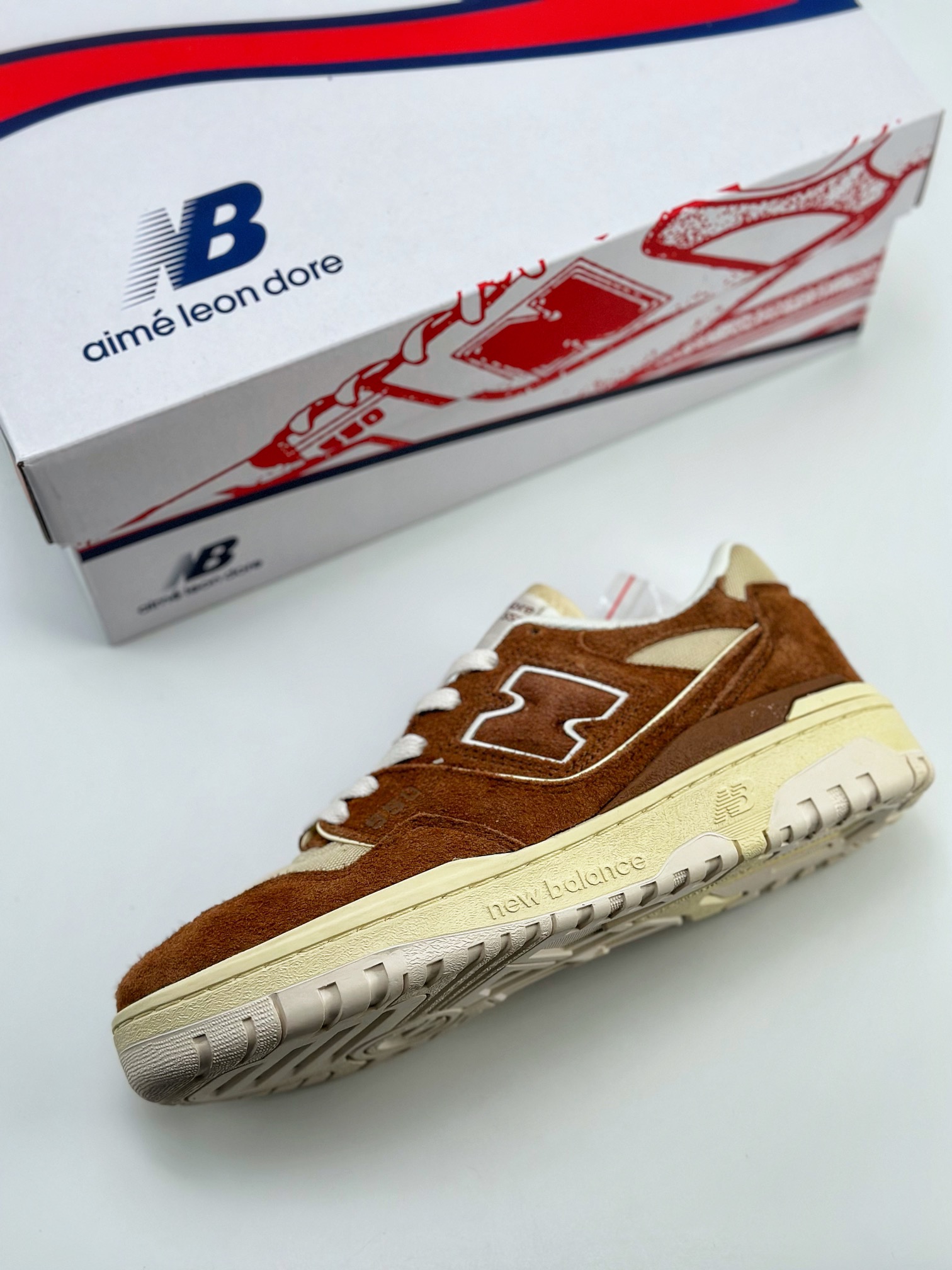 190 New Balance BB550 x AIME LEON DORE 联名翻毛棕 复古跑鞋  BB550DB1