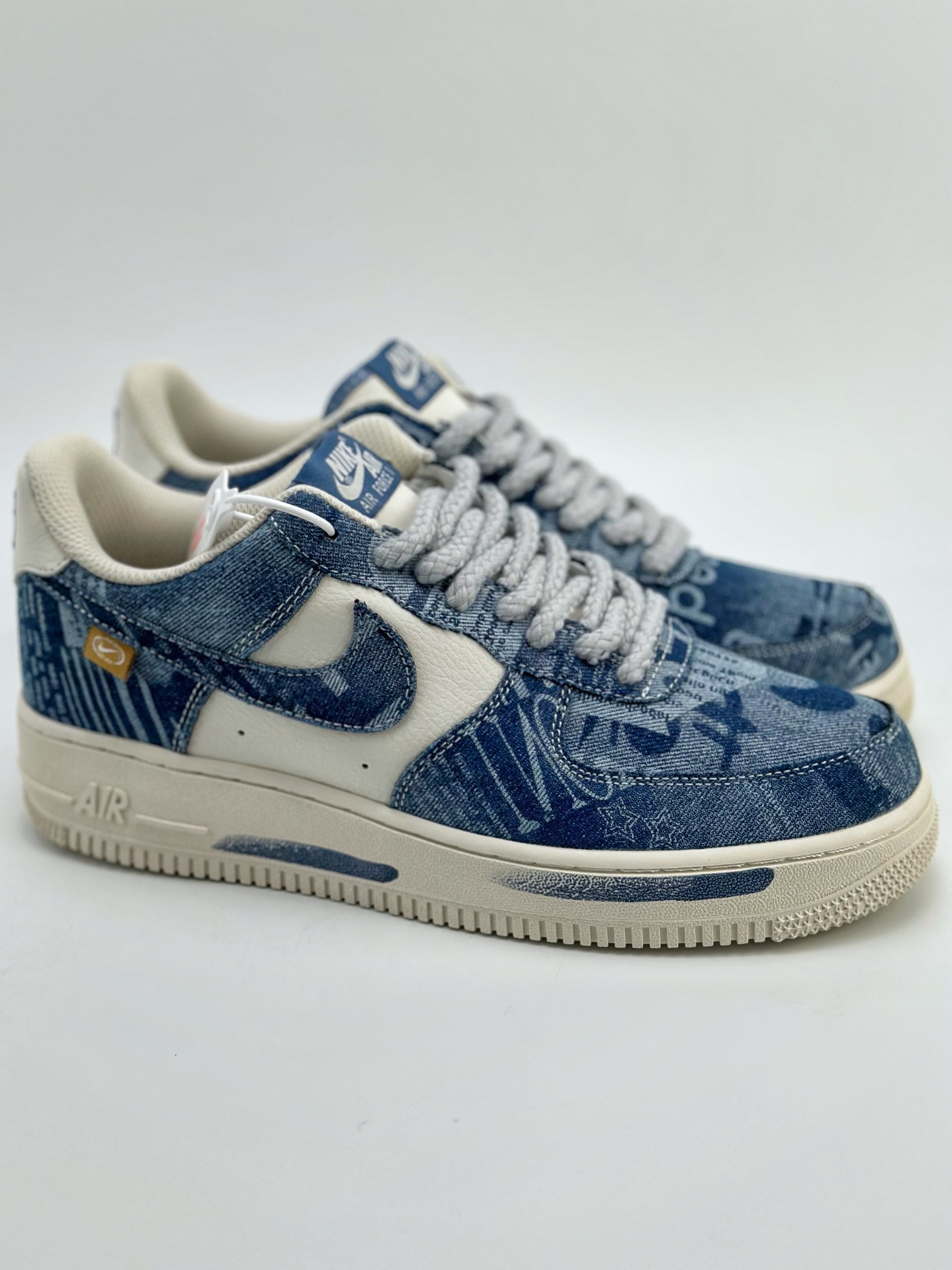 240 Nike Air Force 1 Low 07 白深蓝牛仔补丁 FB0607-088