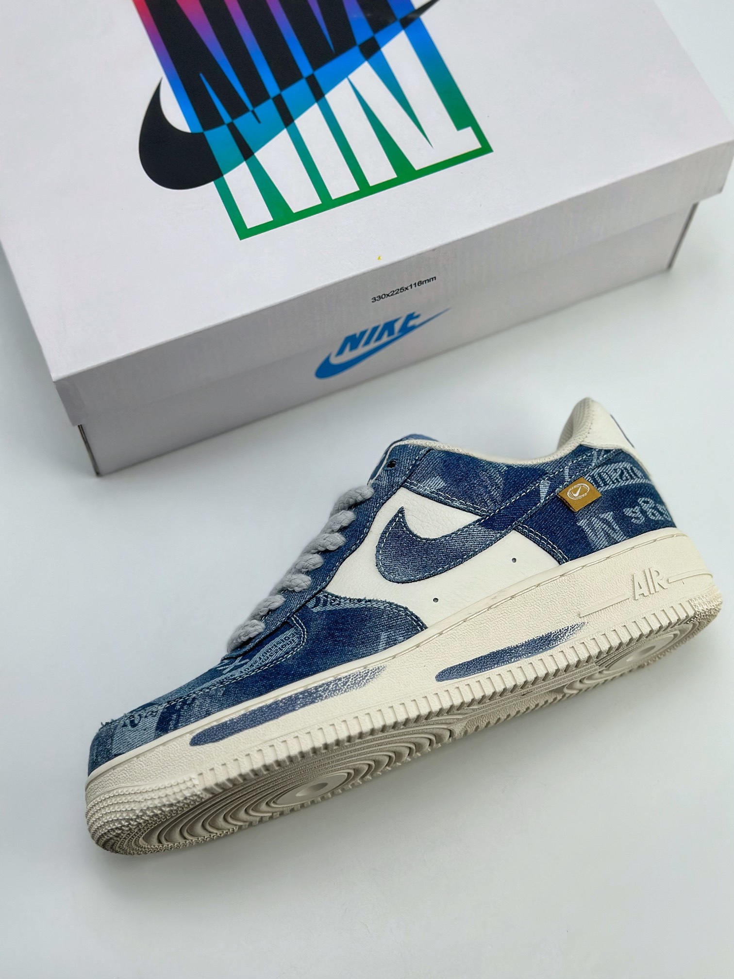 240 Nike Air Force 1 Low 07 白深蓝牛仔补丁 FB0607-088