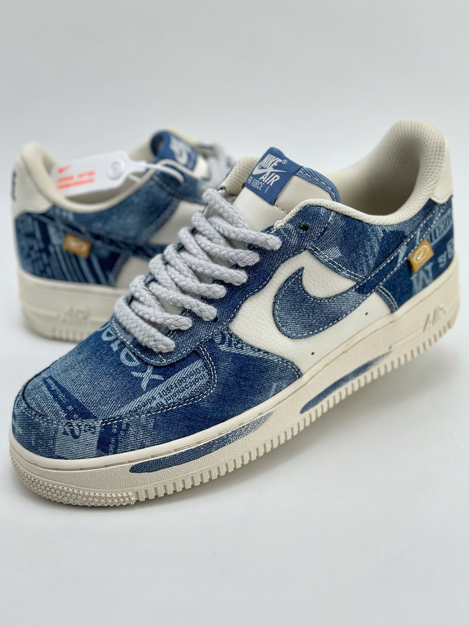 240 Nike Air Force 1 Low 07 白深蓝牛仔补丁 FB0607-088