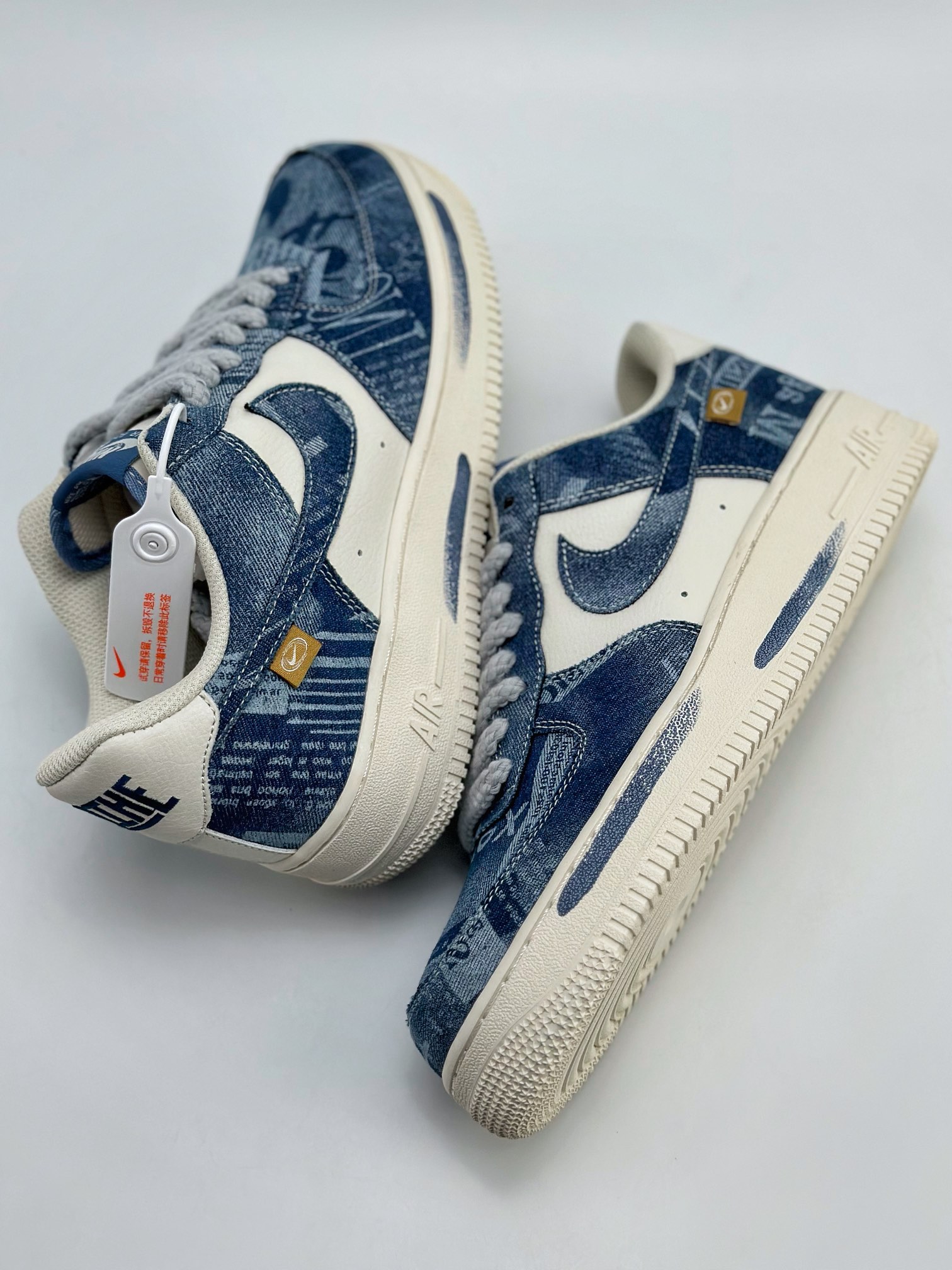 240 Nike Air Force 1 Low 07 白深蓝牛仔补丁 FB0607-088