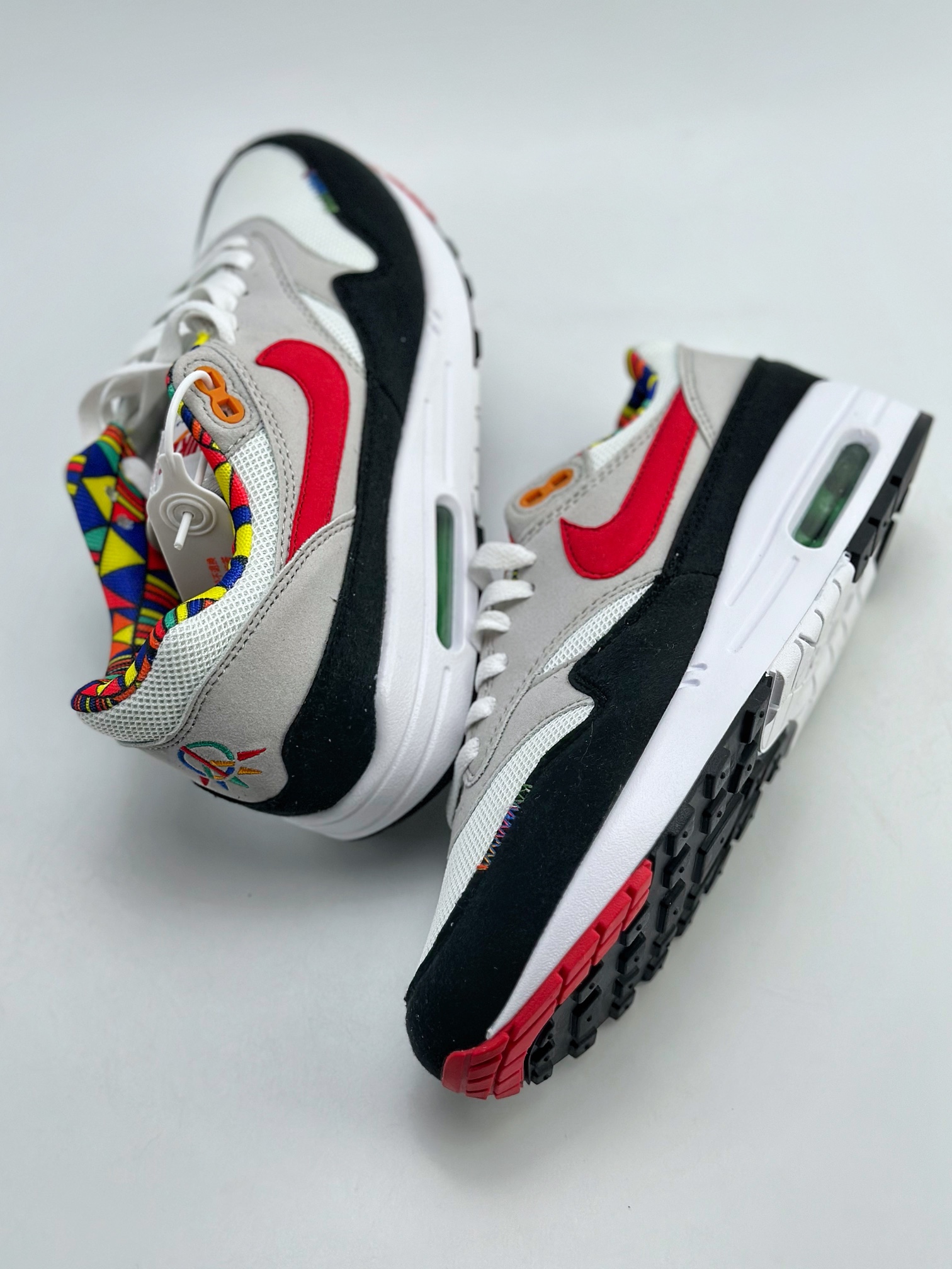 Nike Air Max 1 white, black and red retro casual running shoes DC1478-100