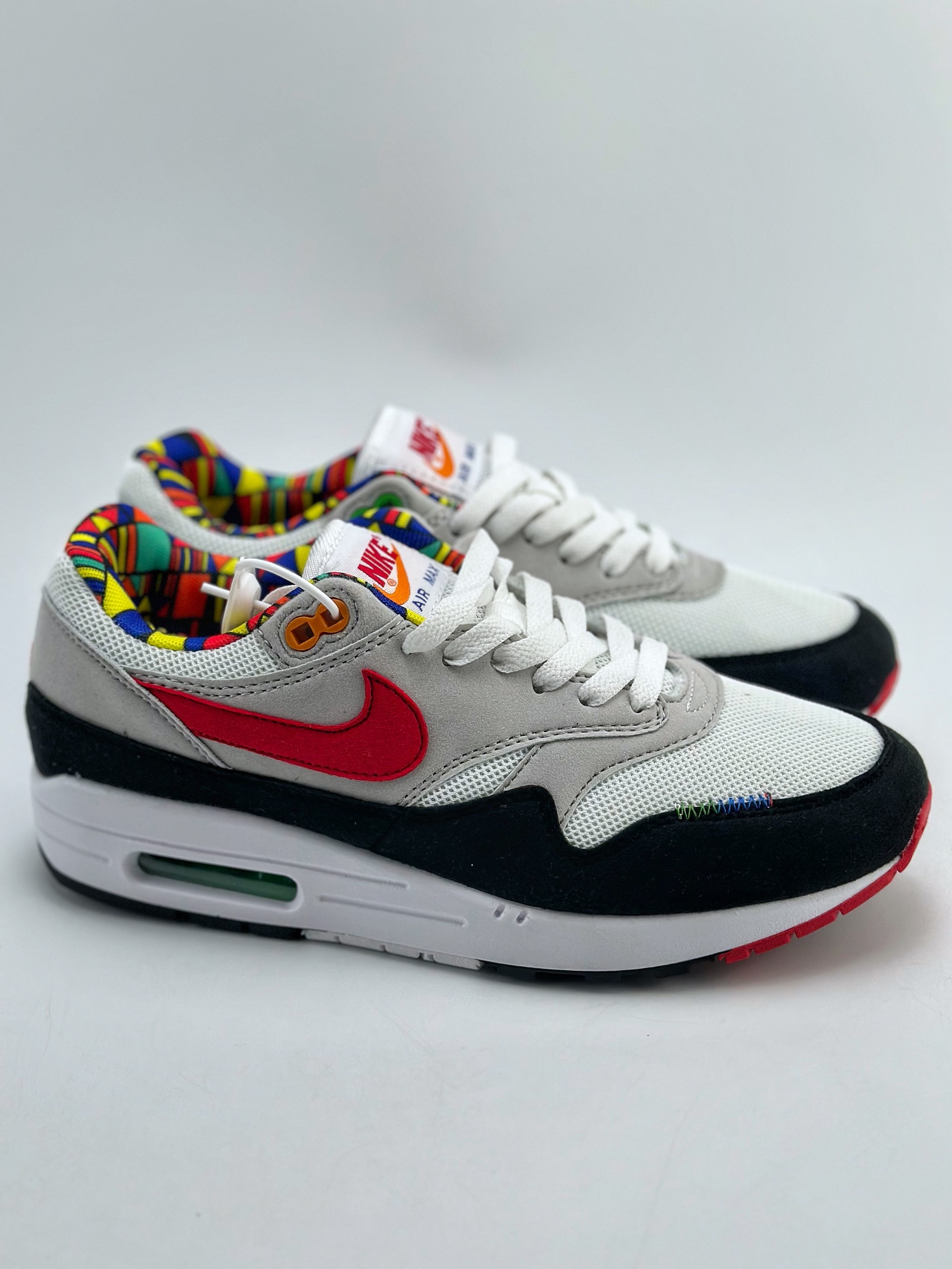 Nike Air Max 1 white, black and red retro casual running shoes DC1478-100