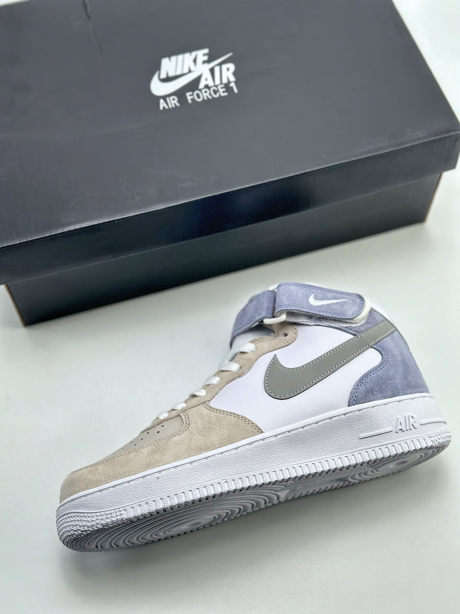 Nike Air Force 1 Mid 07 Suede Gray White Blue AL6896-557