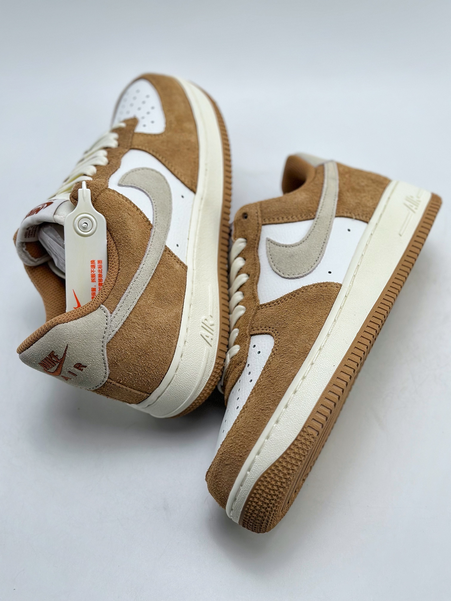 Nike Air Force 1 Low 07 White Brown Suede Stitching BQ8988-104