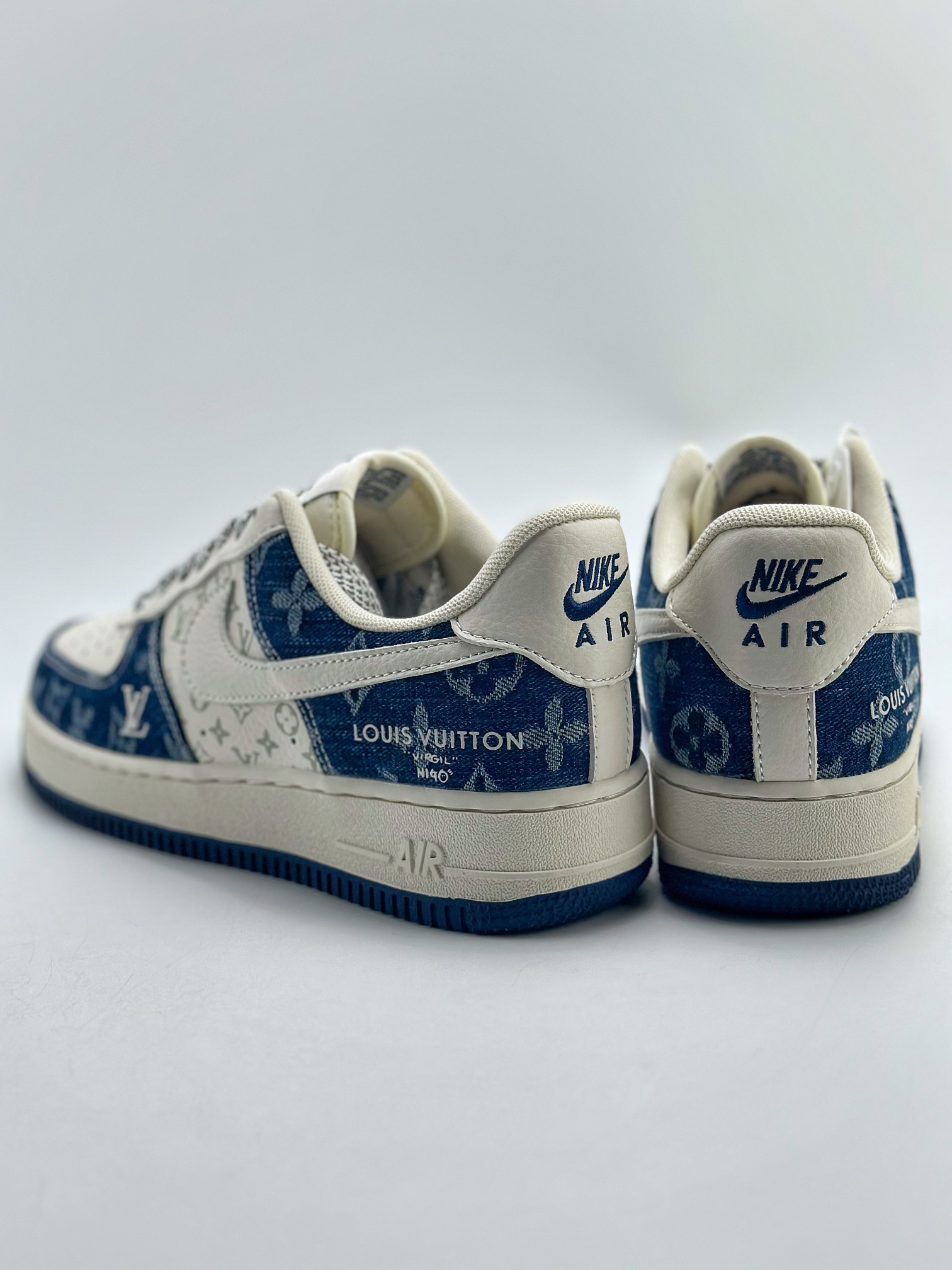 260 Nike Air Force 1 Low 07 x Louis Vuitton 米白牛仔布拼接 DH7566-100