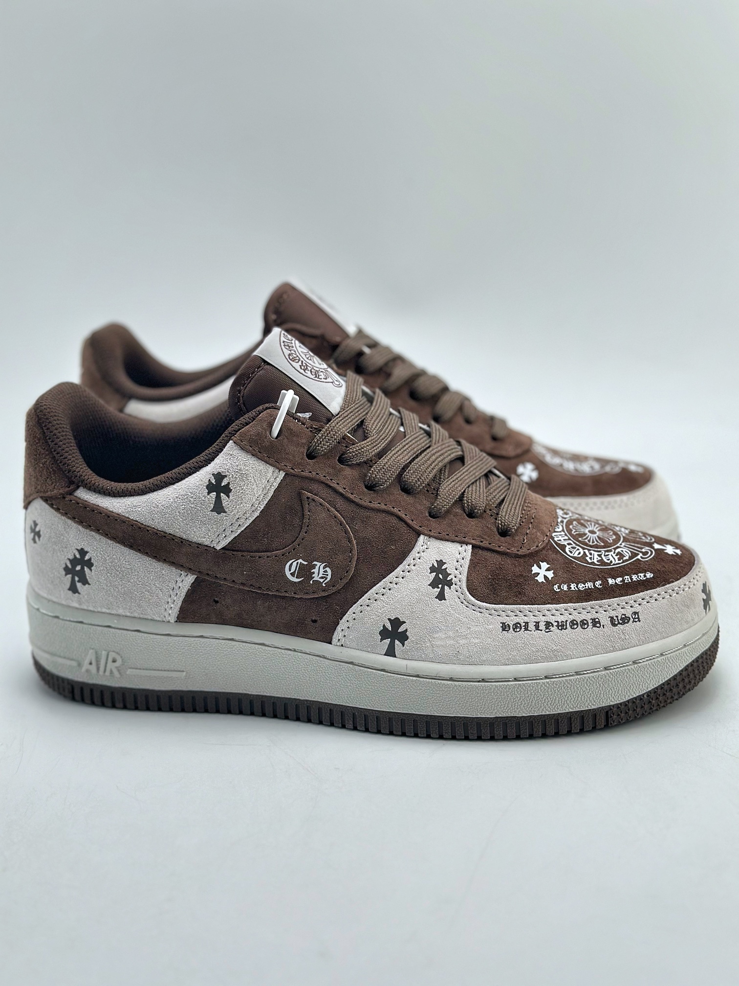 260 Nike Air Force 1 Low 07 x Chrome Hearts 克罗心灰棕翻毛 KL2307-505