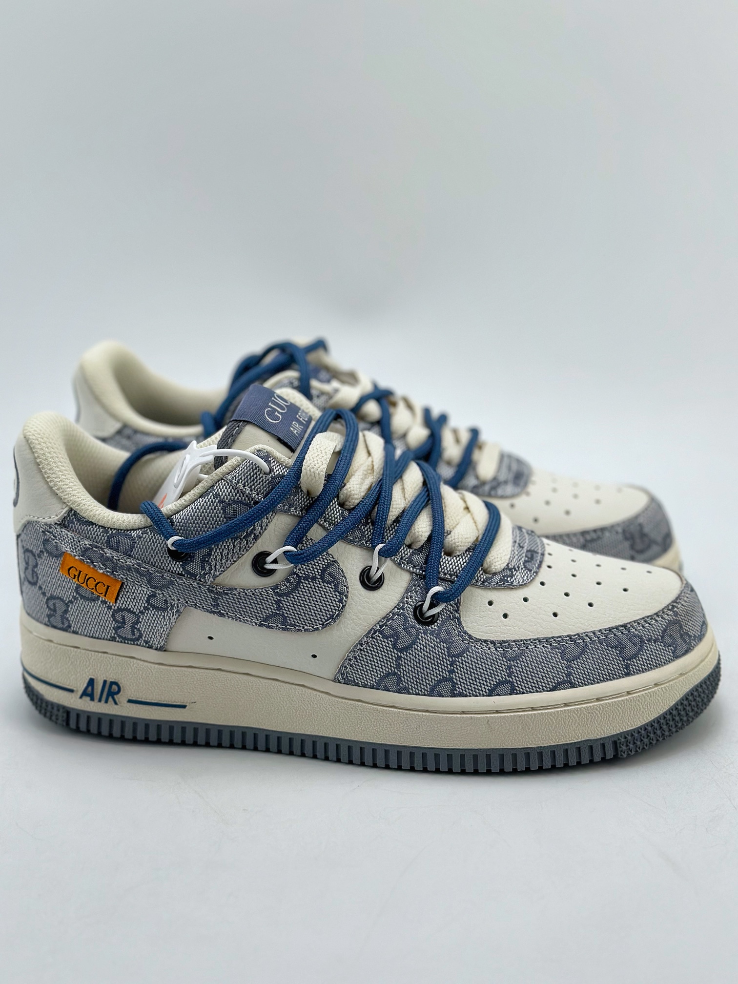 NikeAirForce1Low07xGUCCI古驰牛仔蓝绑带原楦头原纸板打造纯正低帮空军版型专注外贸渠