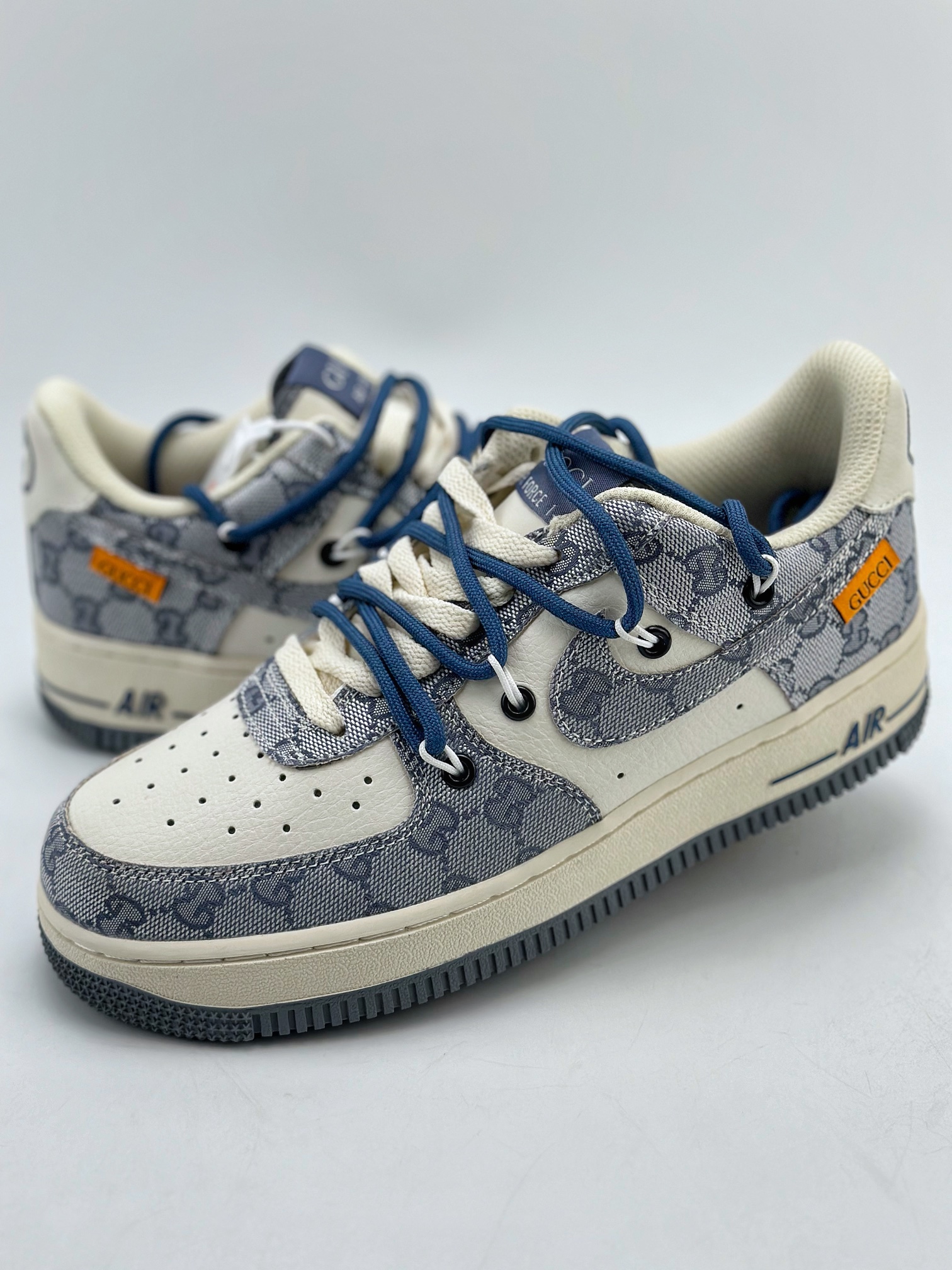 NikeAirForce1Low07xGUCCI古驰牛仔蓝绑带原楦头原纸板打造纯正低帮空军版型专注外贸渠