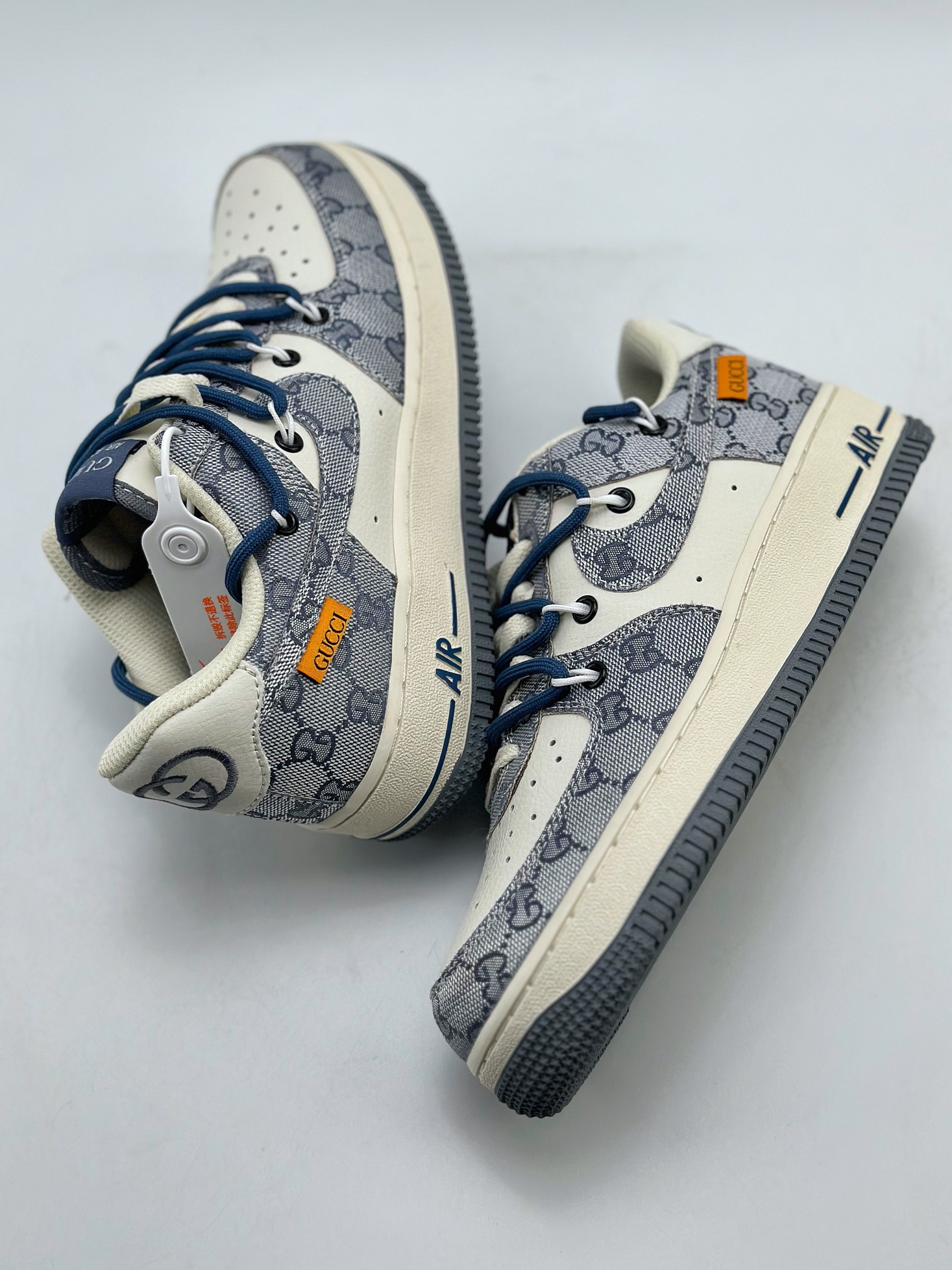 NikeAirForce1Low07xGUCCI古驰牛仔蓝绑带原楦头原纸板打造纯正低帮空军版型专注外贸渠